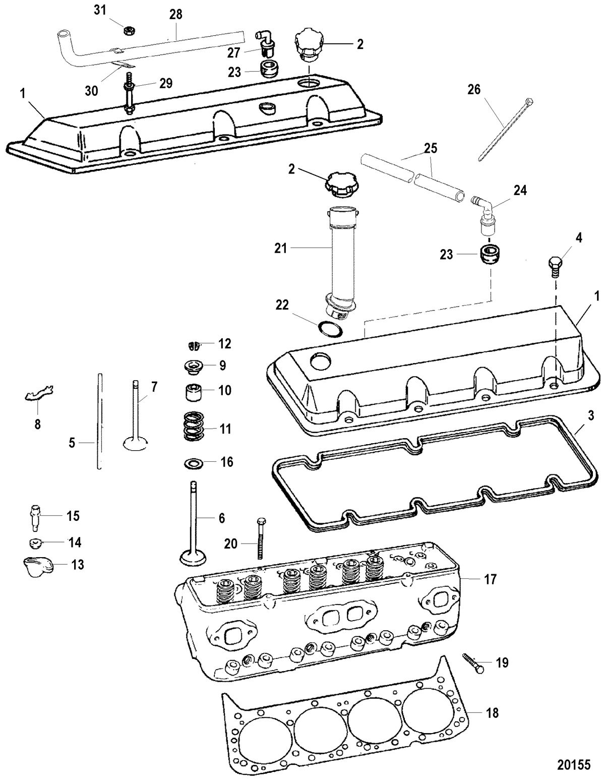 MERCRUISER 454 MAG MPI HORIZON AND 8.2L MIE MPI CYLINDER HEAD AND ROCKER COVER