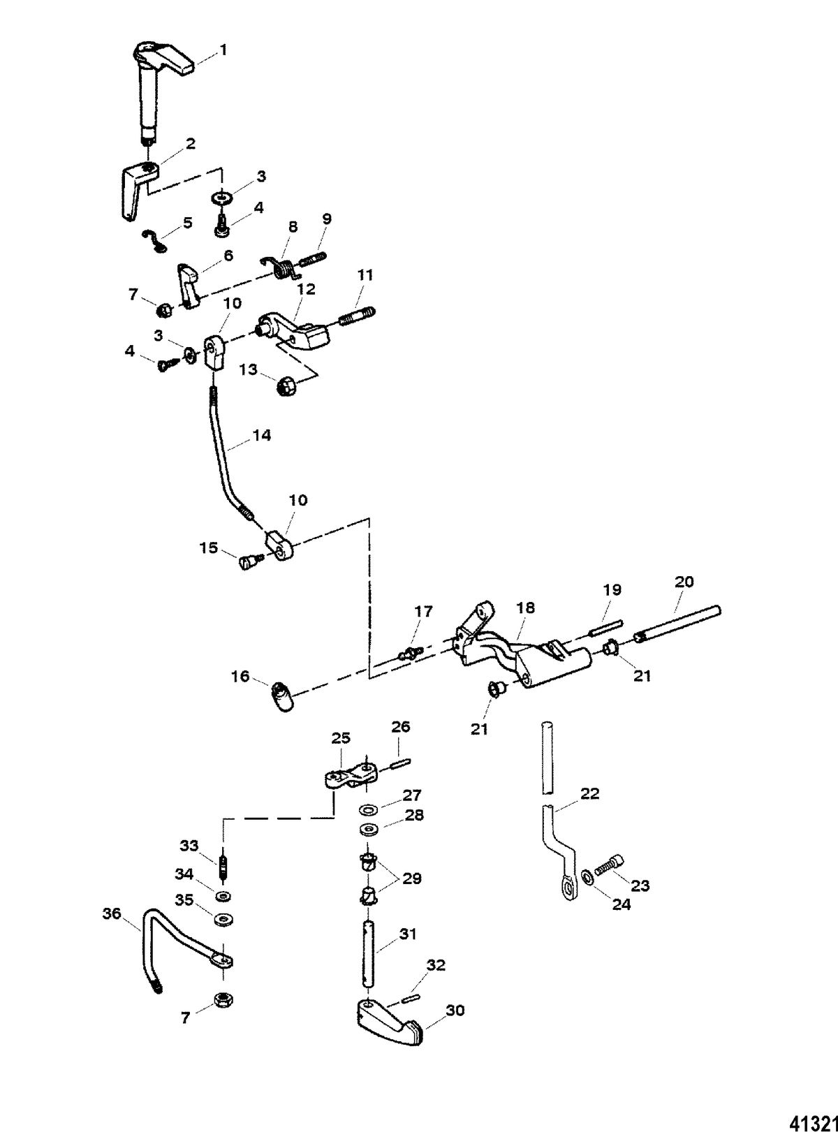 MERCURY/MARINER 25 H.P. (3 CYL.)(INTERNATIONAL) SHIFT LINKAGE