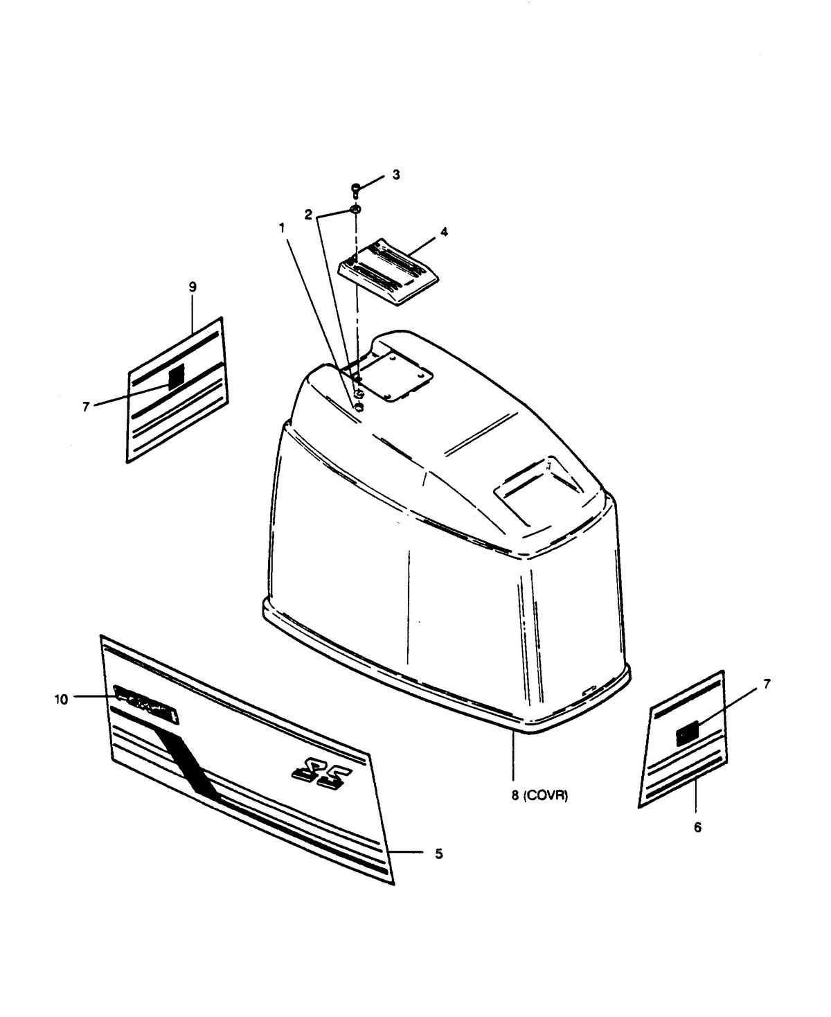 FORCE FORCE 1989 85 H.P. "F" MODELS ENGINE COVER