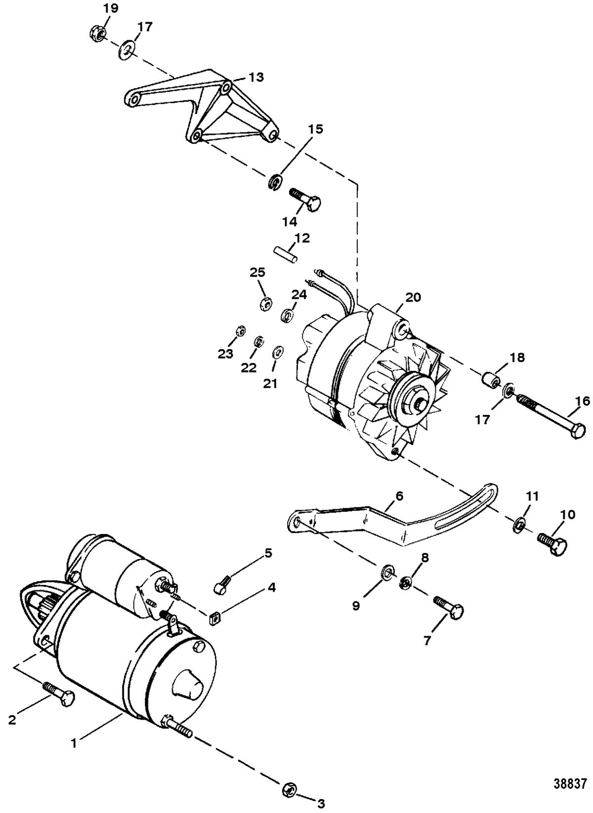 MERCRUISER 7.4L 454 MAG BRAVO GEN V STARTER AND ALTERNATOR