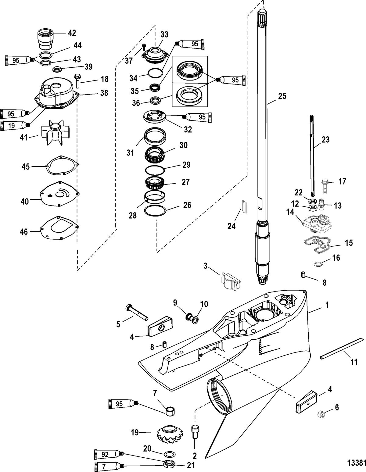 RACE OUTBOARD 2.5XS DFI (2.5L) Gear Housing(Driveshaft-Torque Master)