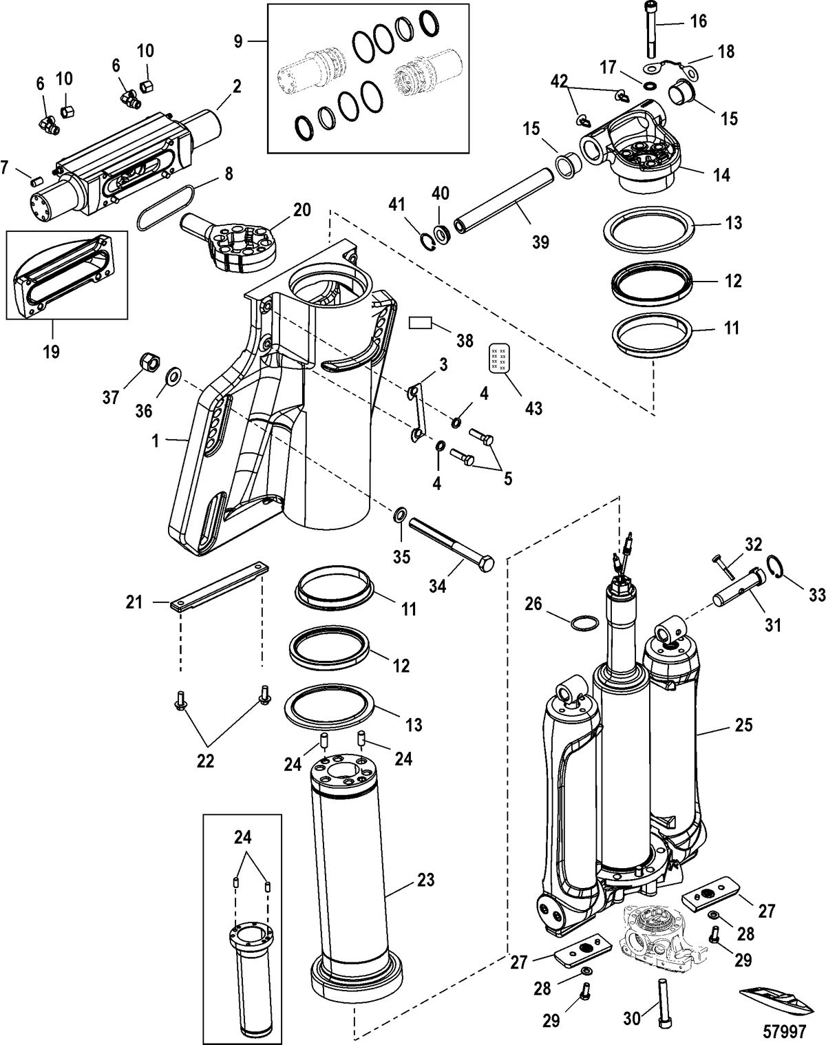 MERCURY/MARINER 350/350 PRO/400R VERADO (4-STROKE)(6 CYLINDER) Power Trim/Transom Assembly