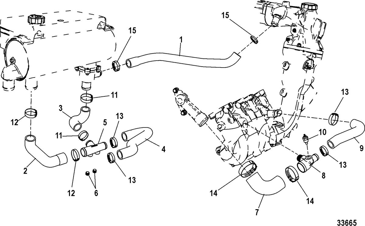 MERCRUISER VAZER 100 EC Cooling System, Fresh Water System