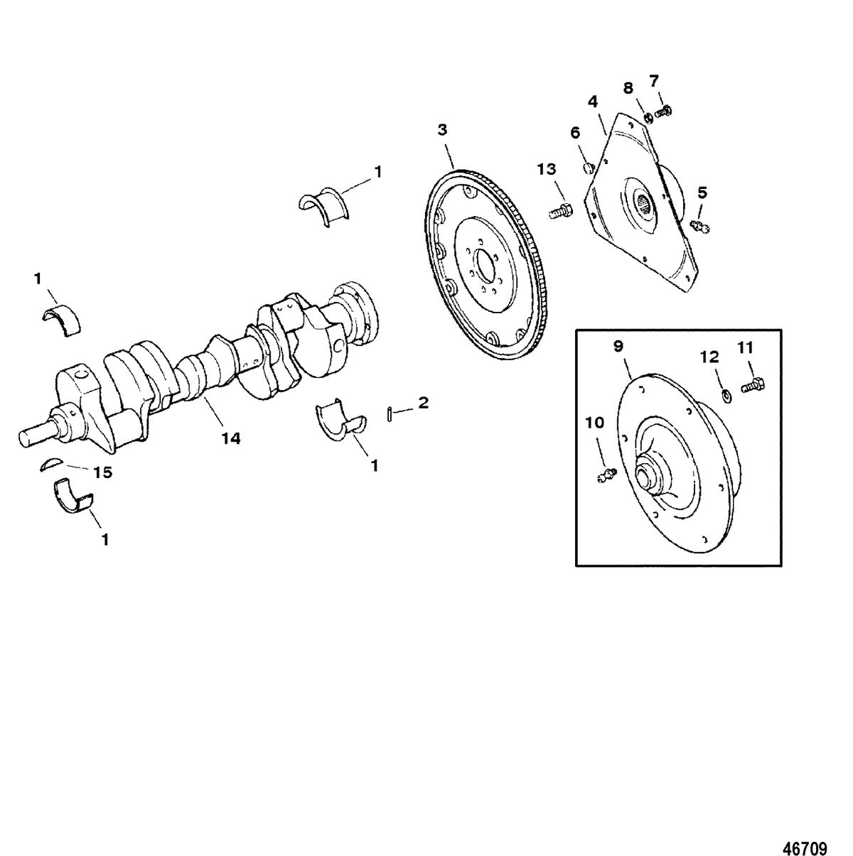 MERCRUISER 350 MAGNUM ALPHA (EFI-TBI) CRANKSHAFT AND FLYWHEEL