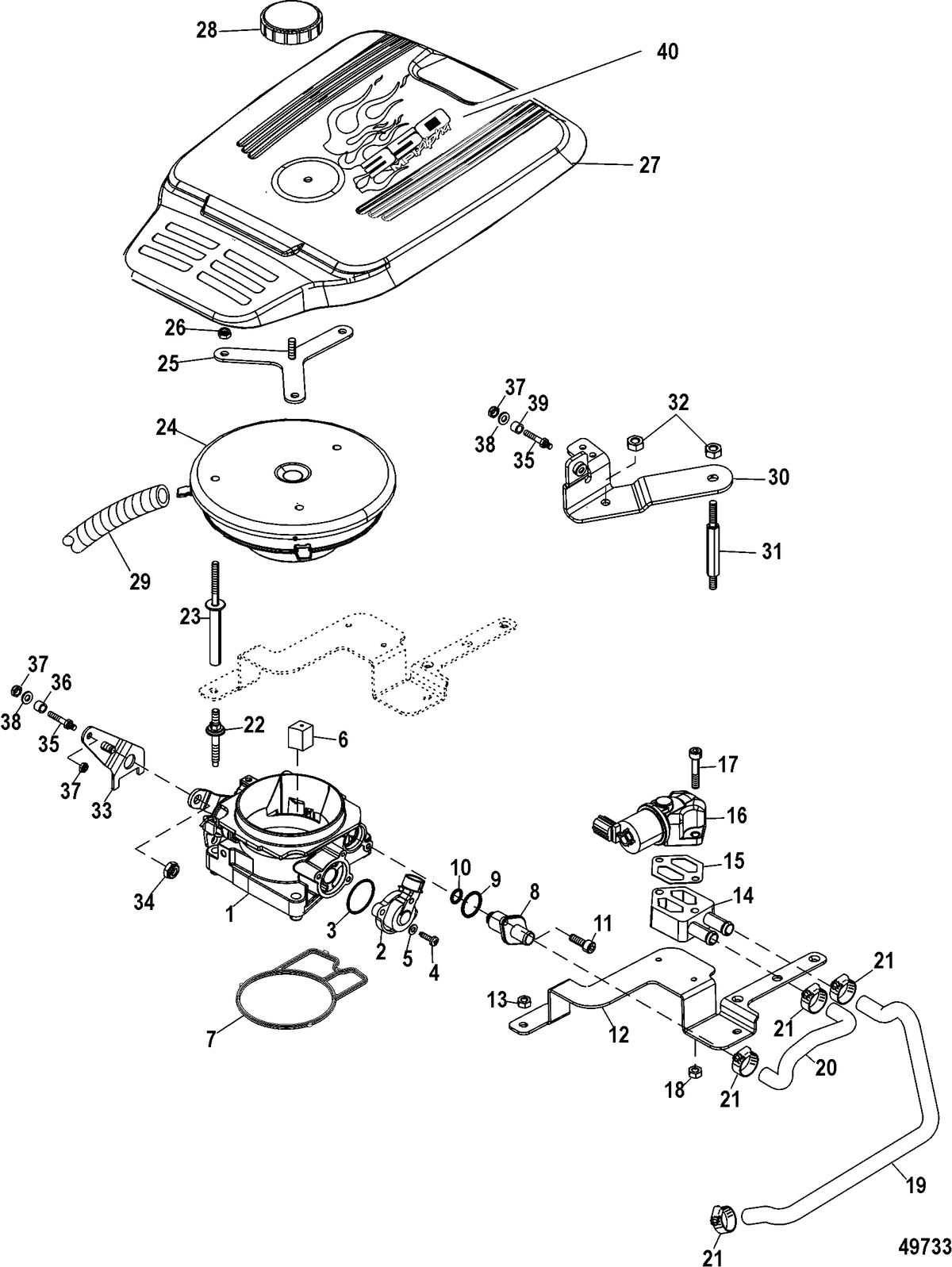 MERCRUISER 350 MPI ALPHA REMAN Throttle Body(Mechanical Throttle and Shift)