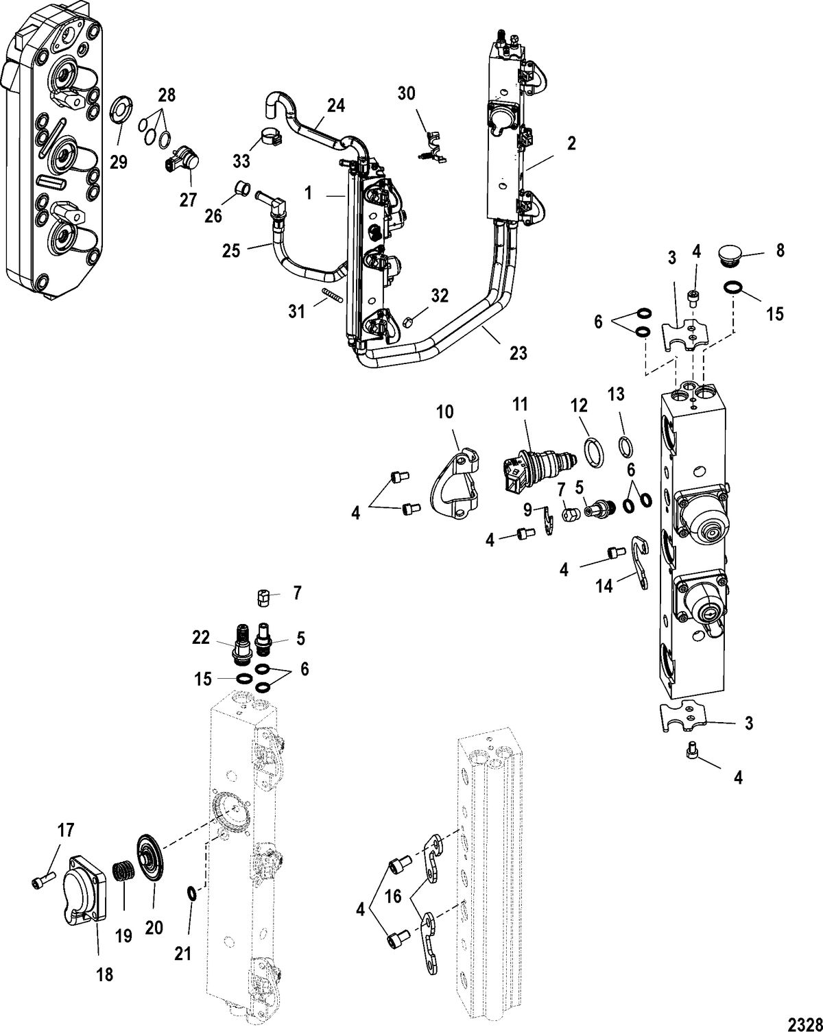 RACE OUTBOARD JP 3.0L DFI Fuel Rails