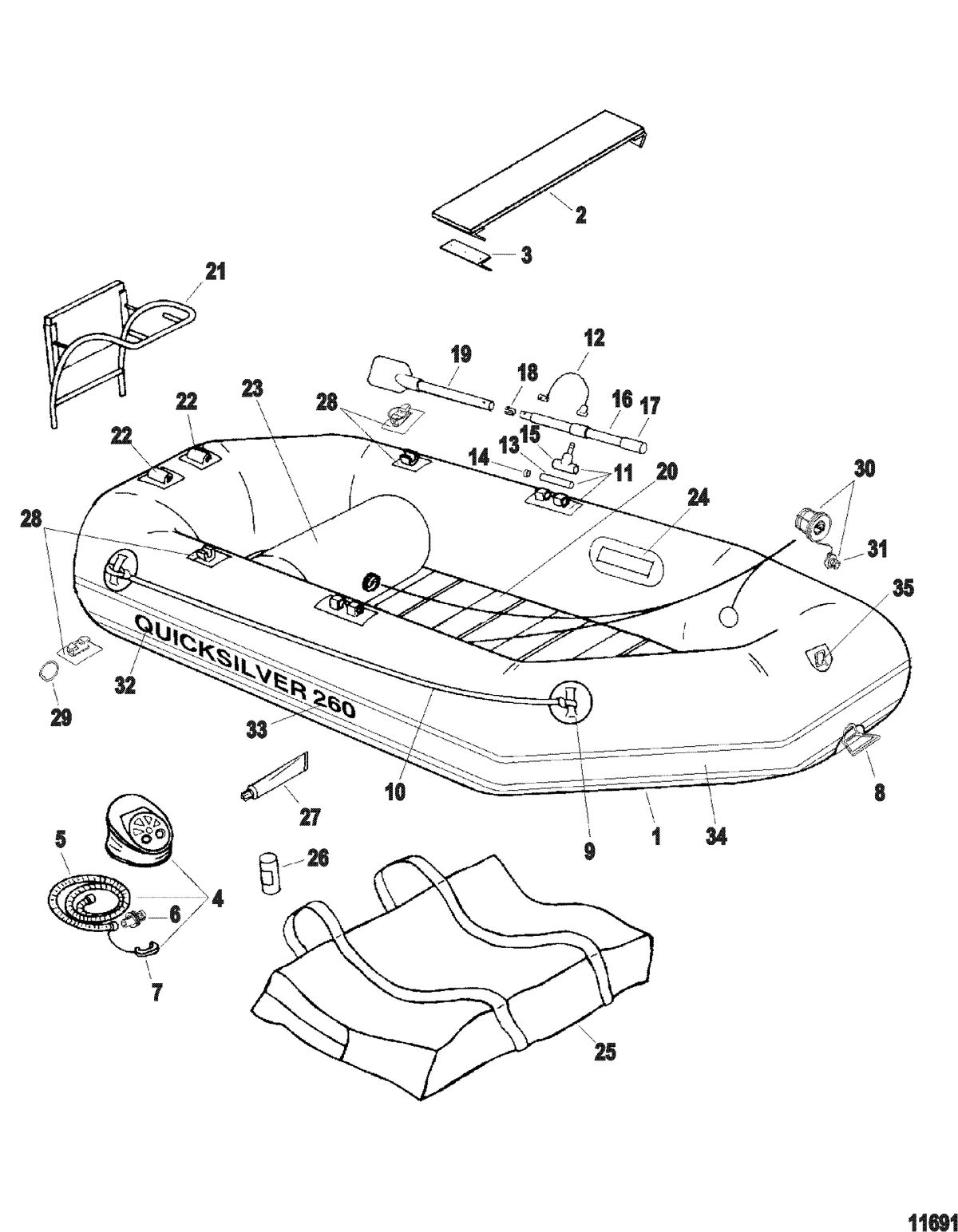 INFLATABLES QUICKSILVER PVC SOFT BOTTOM Quicksilver Inflatables(260ST Model)