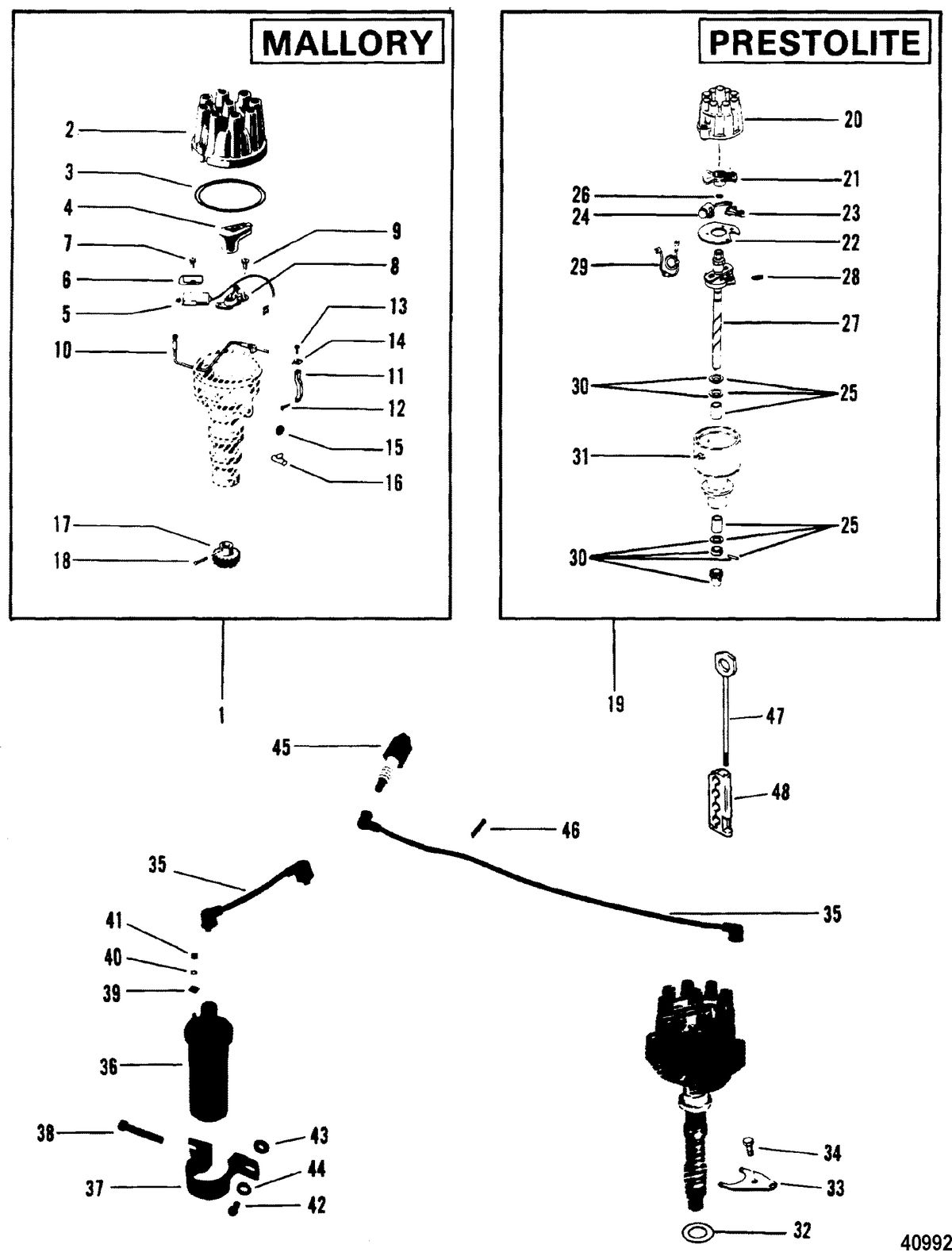MERCRUISER 5.7L COMPETITION SKI ENGINE Distributor & Ignition Components(Breaker Point Ignition)