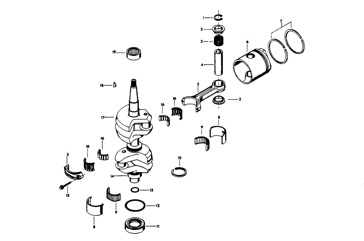 CHRYSLER 35 H.P. CRANKSHAFT AND PISTON GROUP