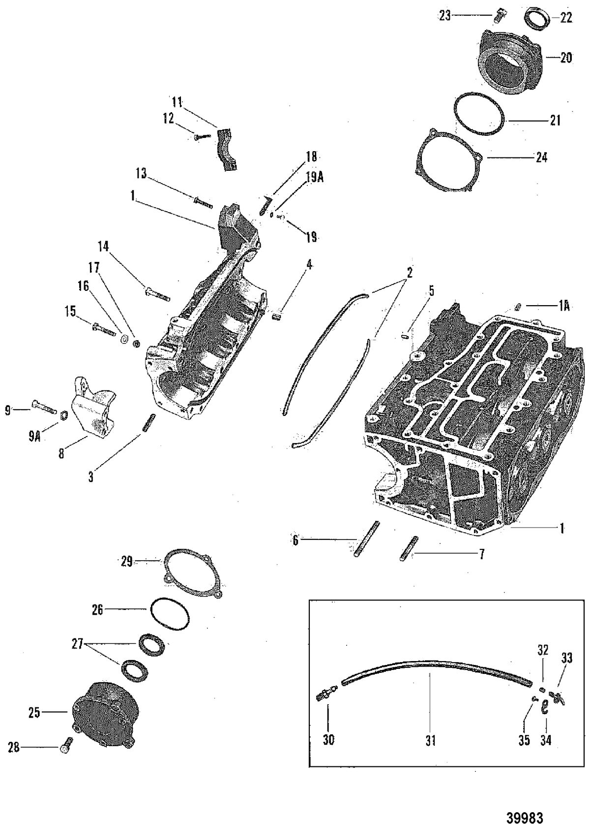 MERCURY MERCURY 70 CYLINDER BLOCK AND CRANKCASE ASSEMBLY