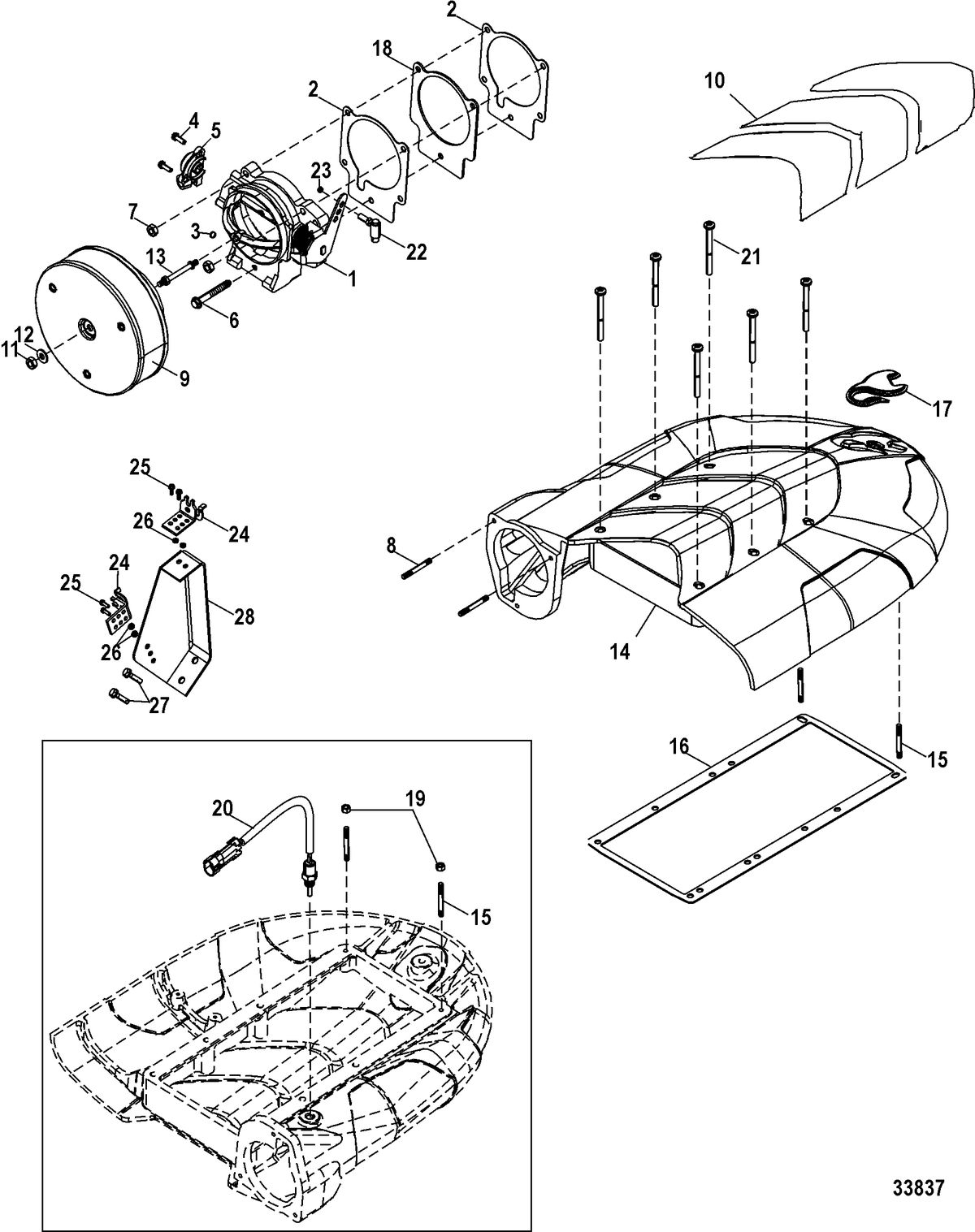 MERCRUISER SCORPION 350/377 Throttle Body And Air Plenum