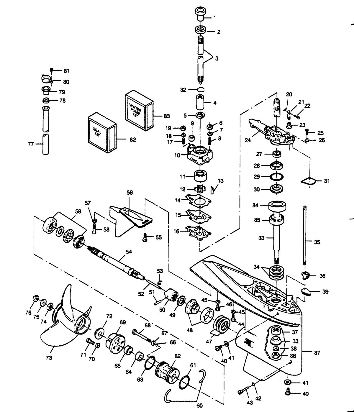 FORCE FORCE 1989 85 H.P. "F" MODELS GEAR HOUSING