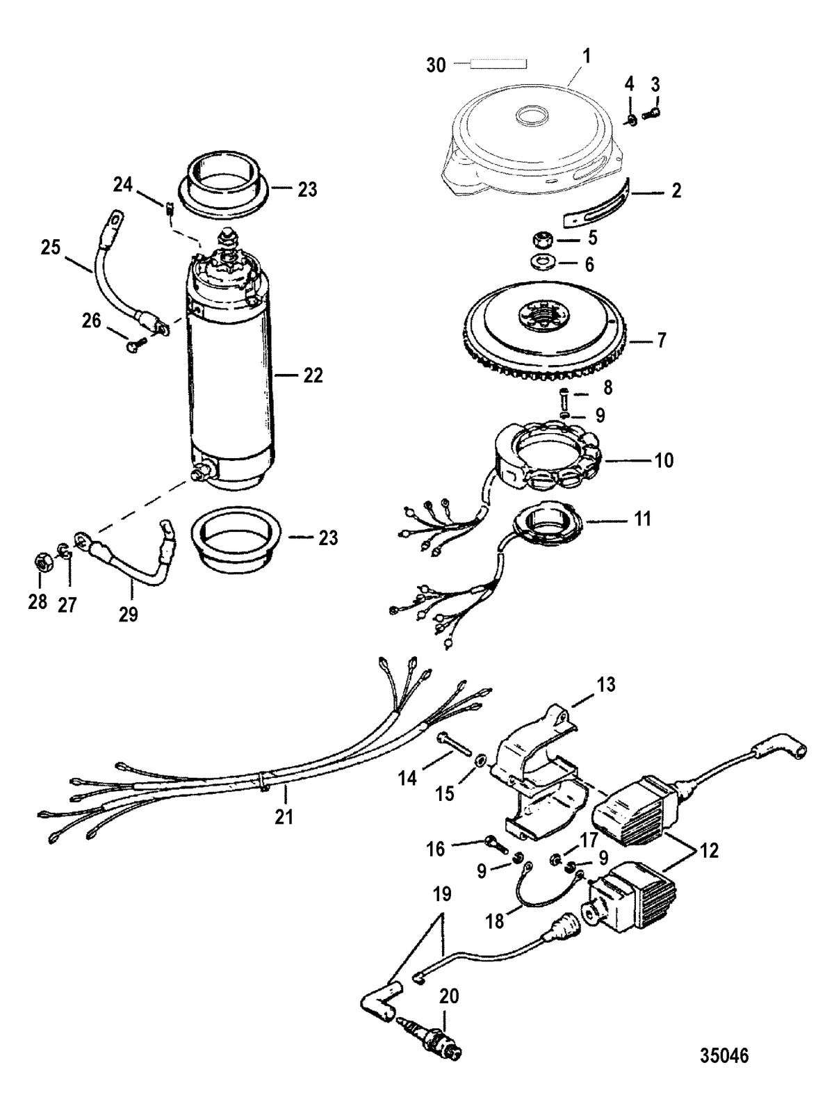 RACE OUTBOARD 2.5L (EFI) 2.5L (EFI-OFFSHORE) Flywheel, Starter Motor and Ignition Coils