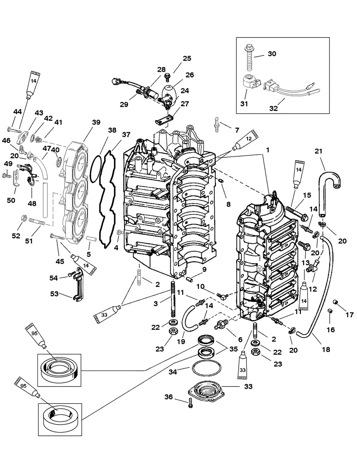 MERCURY/MARINER 200 DFI 3.0L CYLINDER BLOCK AND END CAP