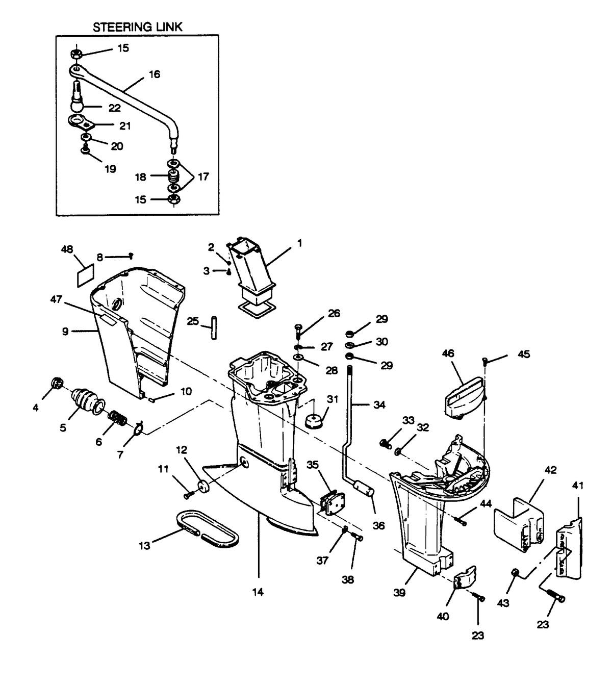 FORCE FORCE 1989 85 H.P. "C" MODELS MOTOR LEG
