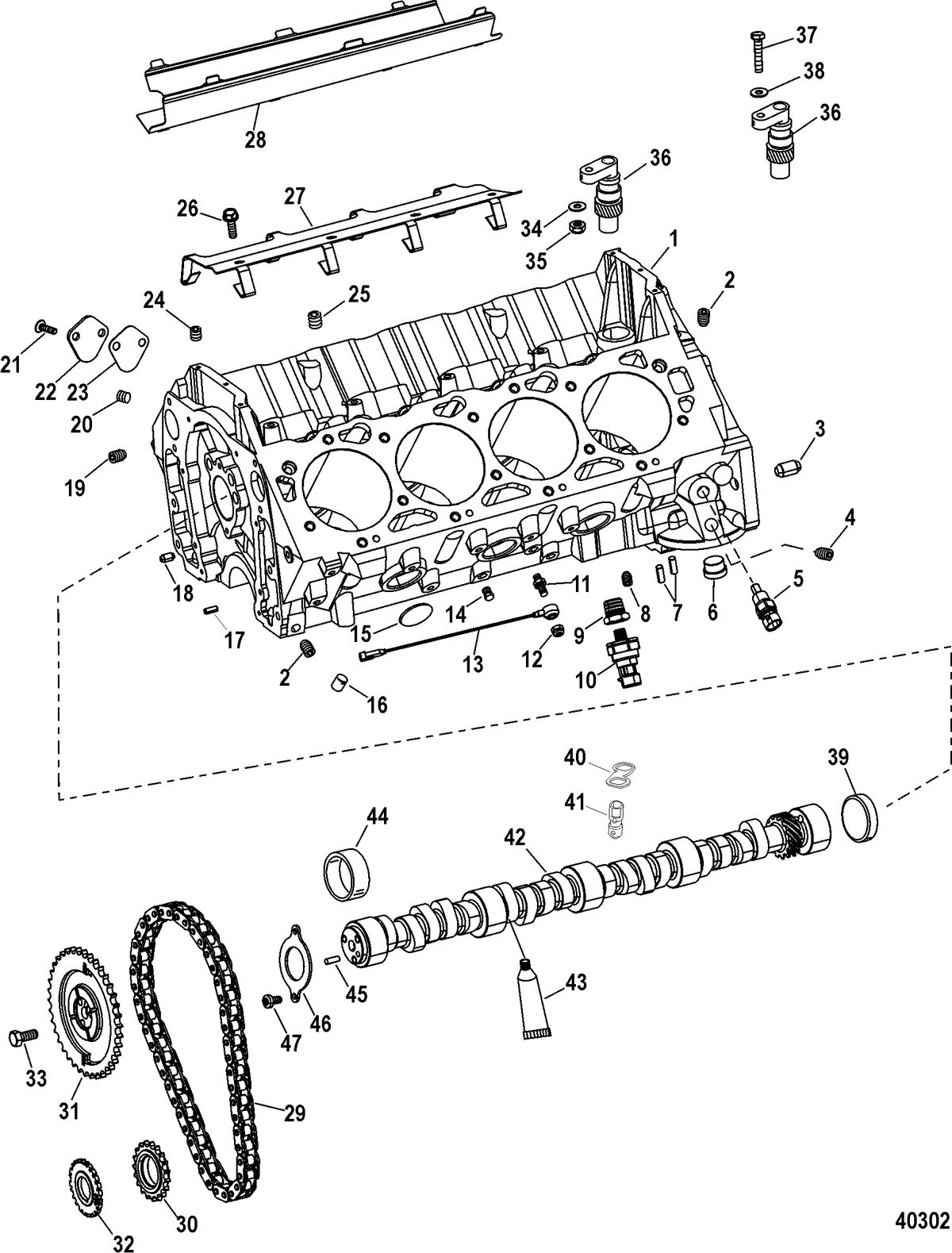RACE STERNDRIVE 600 SCI Engine Components(Cylinder Block And Camshaft)