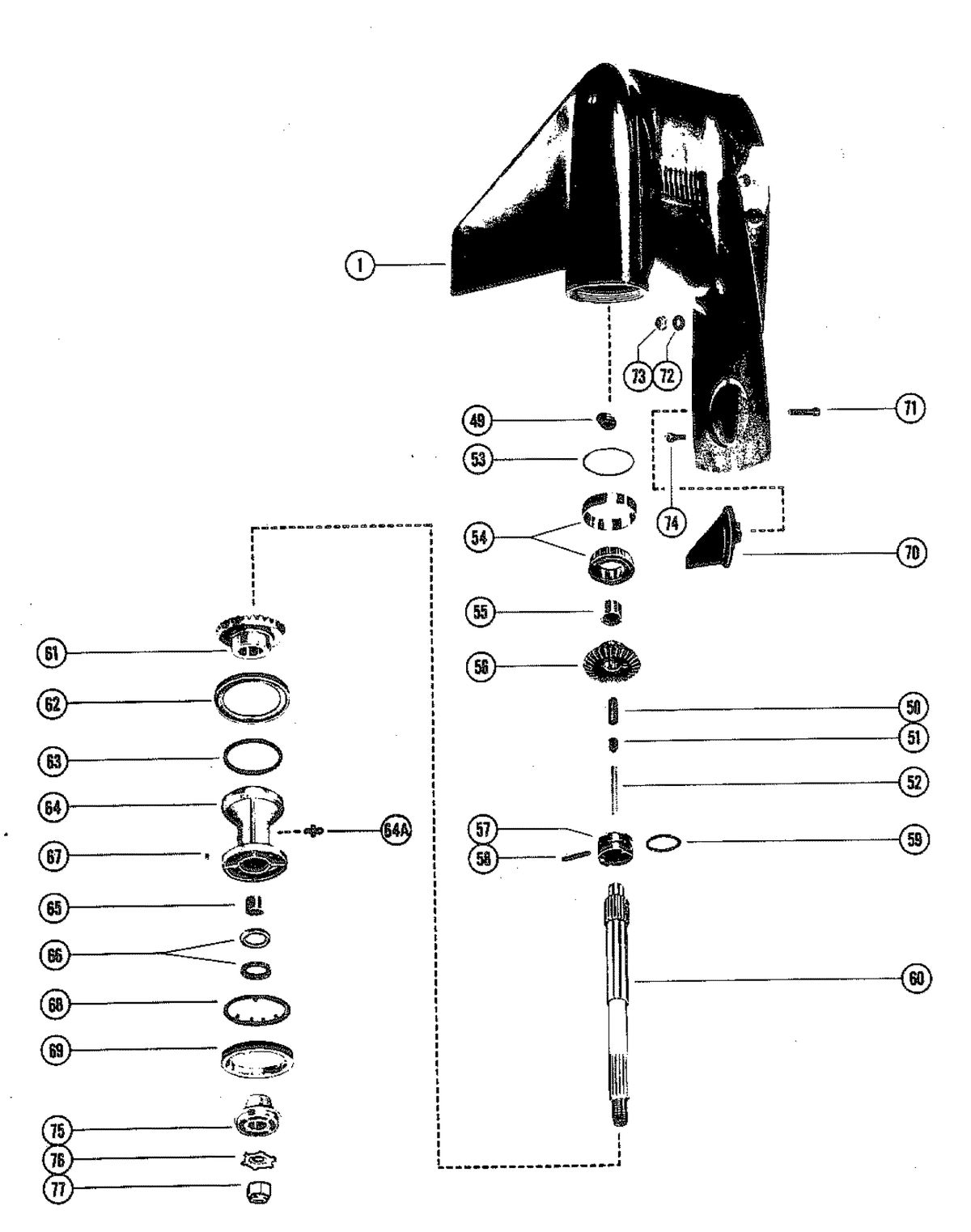 MERCURY MERC 90 GEAR HOUSING (PROPELLER SHAFT)