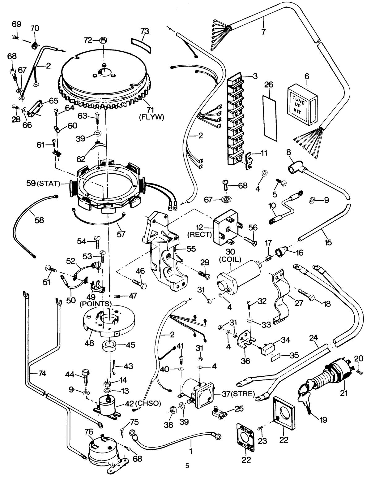 FORCE FORCE 1987 50 H.P. "B" MODELS ALTERNATOR AND ELECTRICAL COMPONENTS