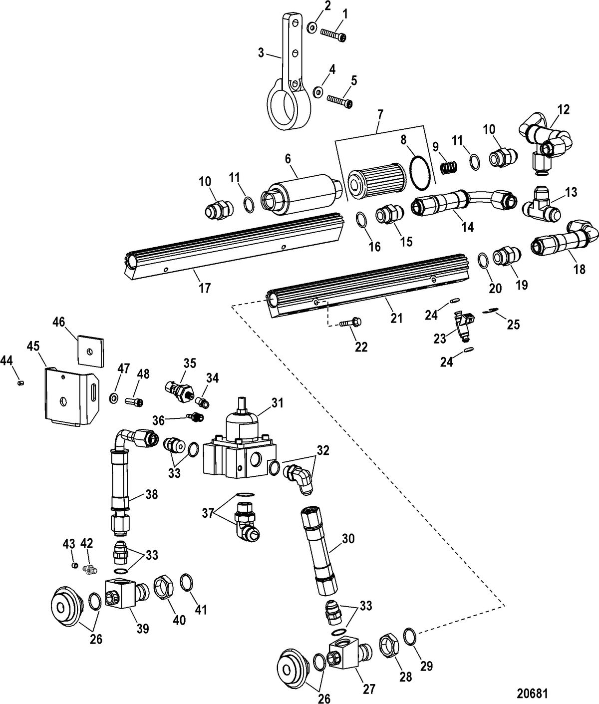 RACE STERNDRIVE 1075 SCI Fuel Line Components(Design II)