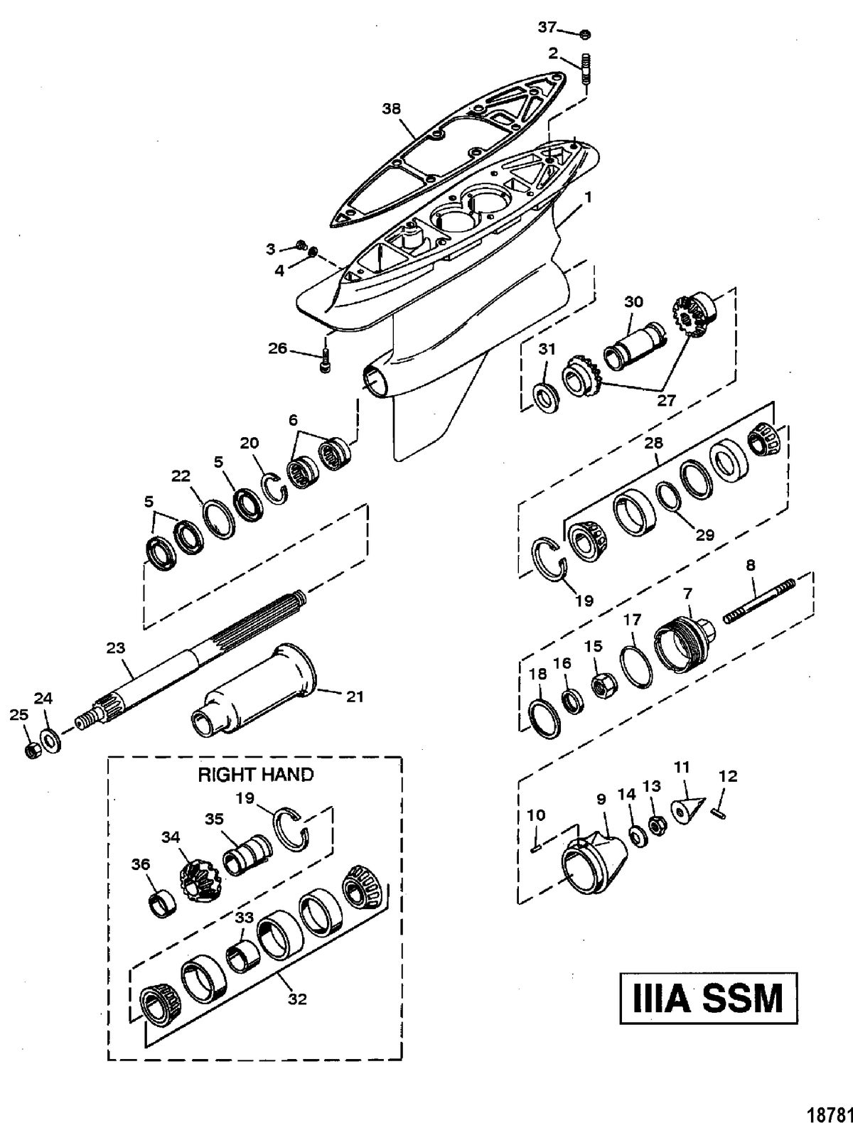 MERCRUISER ALPHA-ONE SS, II SSM, III, III SSM, IIIA SSM, IV SSM, V SSM GEAR HOUSING ASSEMBLY(PROPSHAFT) (IIIA SSM)