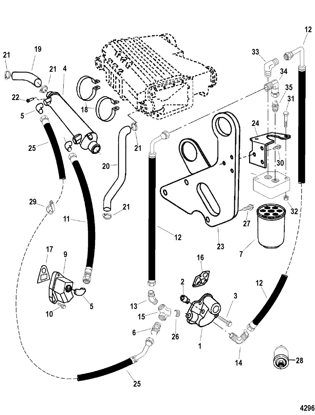 MERCRUISER D7.3L D-TRONIC BRAVO DIESEL Oil Regulator And Cooler