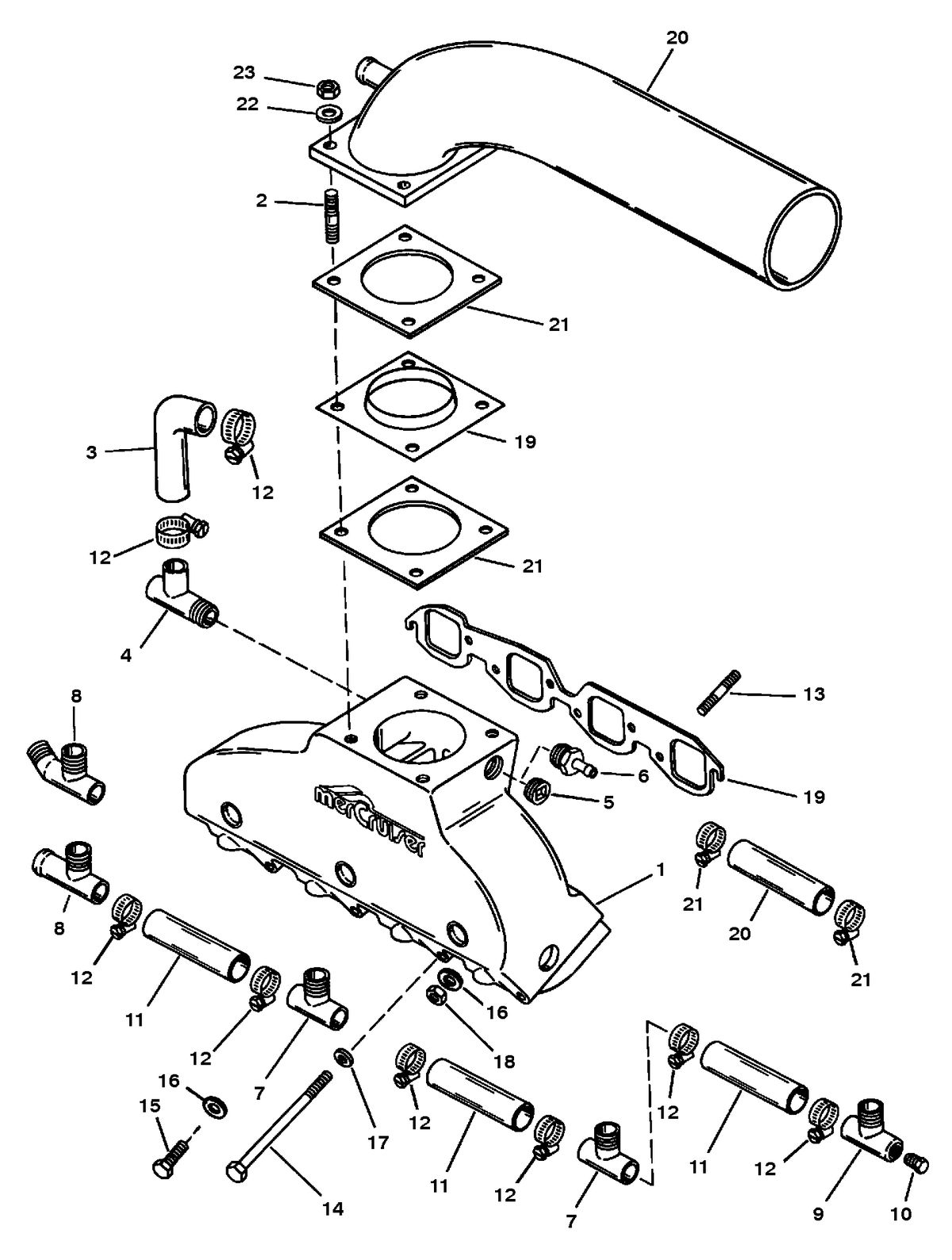 MERCRUISER 450 H.P. (454 CID) 7.4L ENGINE EXHAUST MANIFOLD/ELBOW