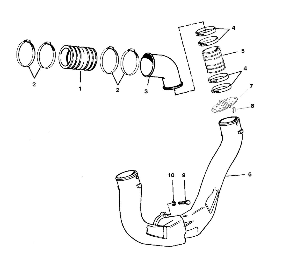 MERCRUISER 5.7L/LX TBI ALPHA & BRAVO(2BBL/4BBL) EXHAUST SYSTEM