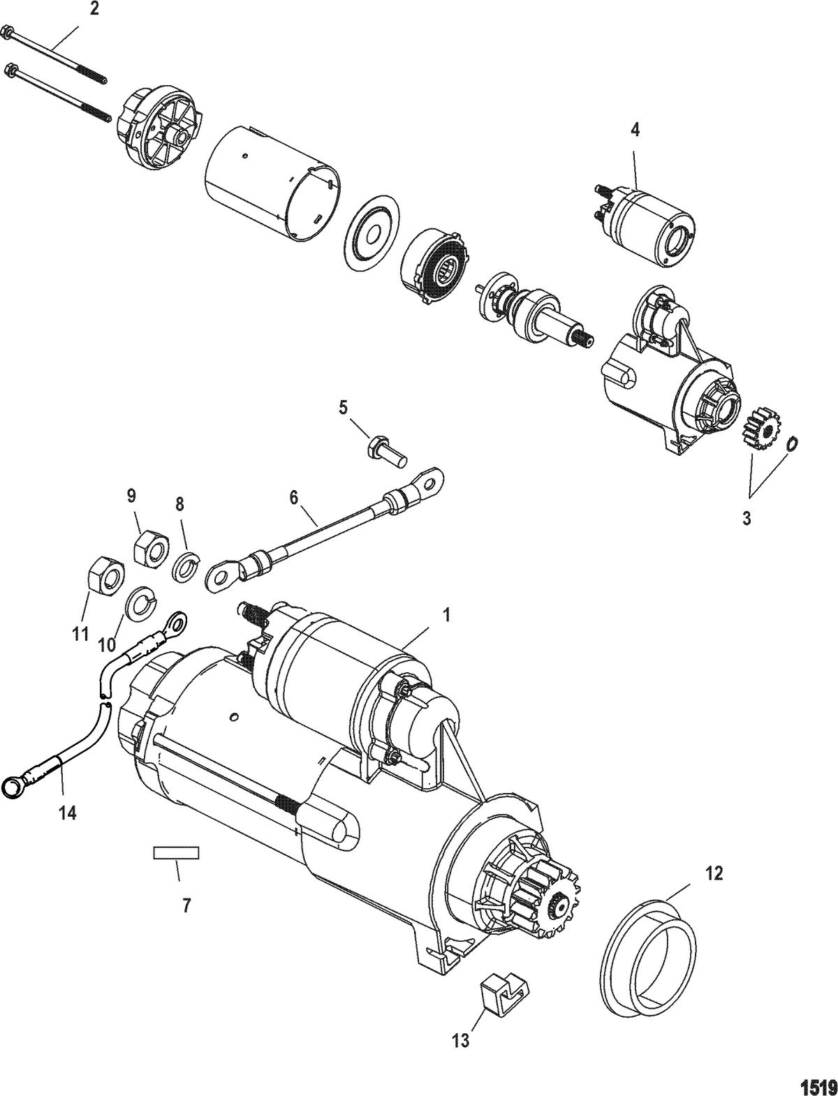 RACE OUTBOARD 200XS DFI (2.5L) STARTER MOTOR