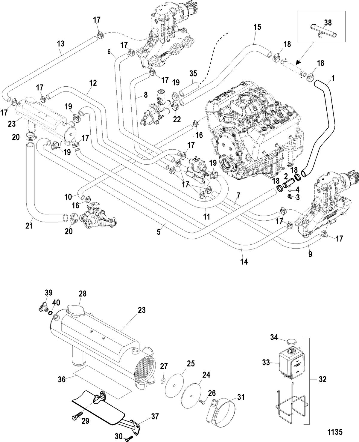 MERCRUISER 4.3L CARB ALPHA/BRAVO Closed Cooling System