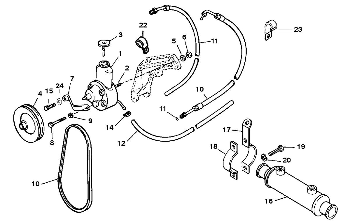 MERCRUISER 450 H.P. (454 CID) 7.4L ENGINE POWER STEERING COMPONENTS