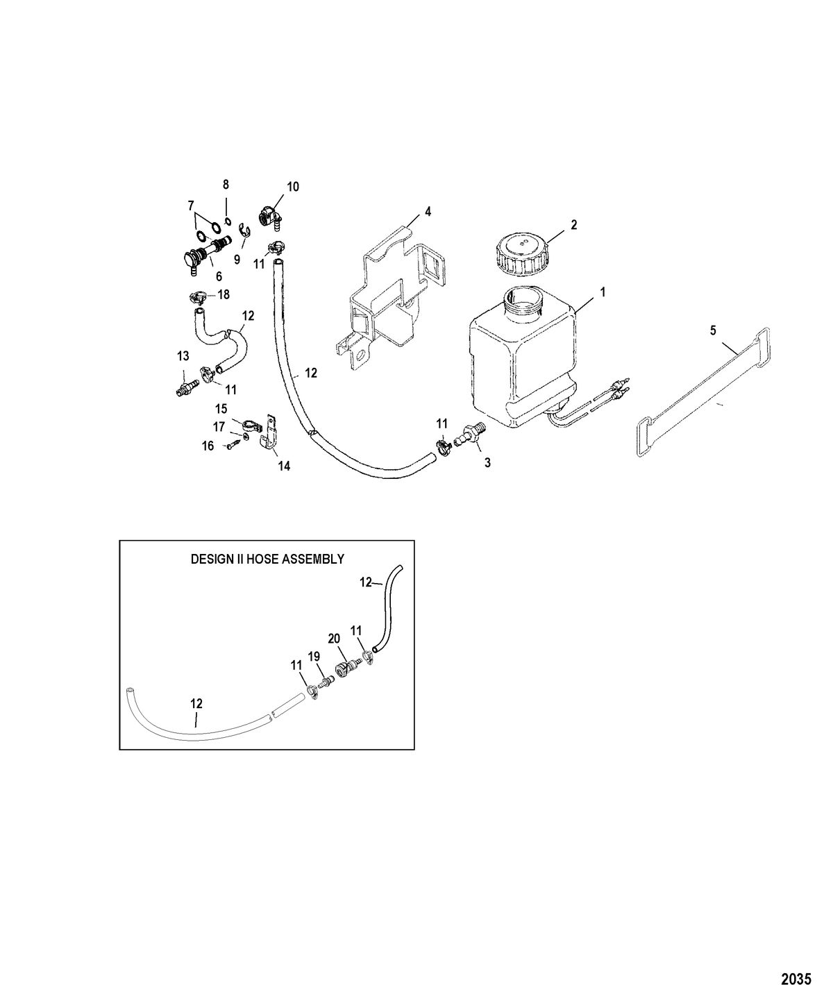 MERCRUISER 3.0L ALPHA ONE Oil Reservoir Bottle and Bracket