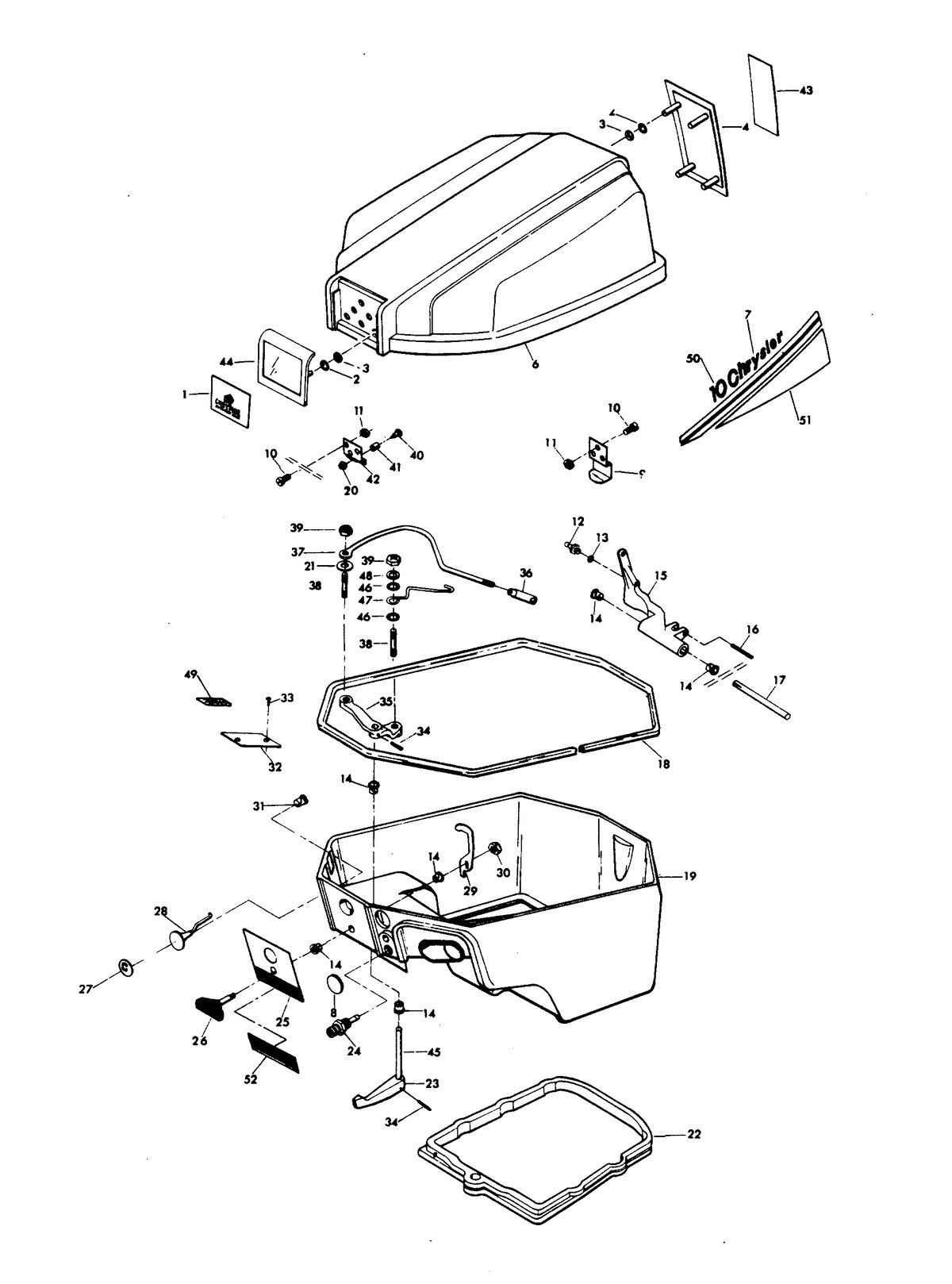 CHRYSLER 10 H.P. ENGINE COVER AND SUPPORT PLATE (MANUAL START MODELS)