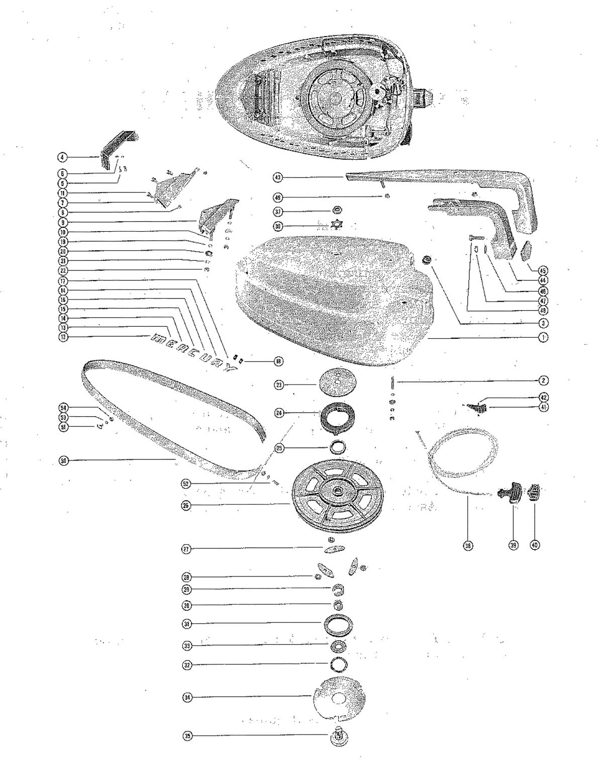 MERCURY MERC 800 TOP COWL AND STARTER ASSEMBLY