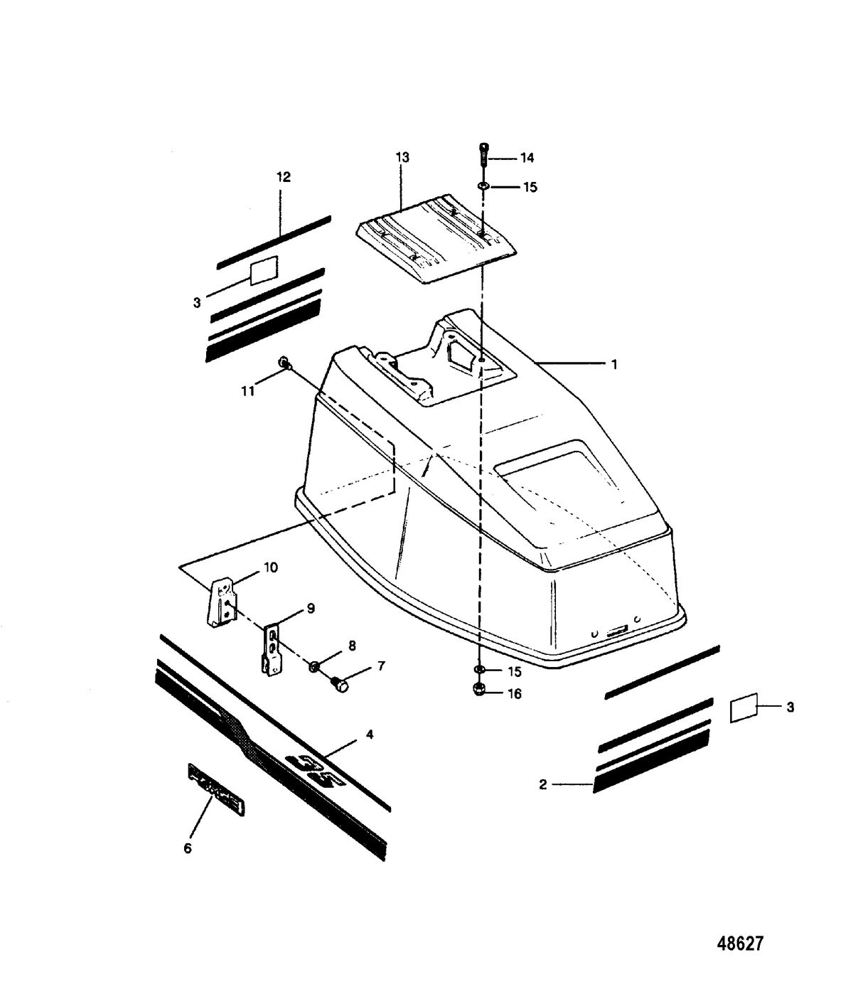 FORCE 35 HP B-MODELS (1989) FORCE Engine Cover Force Models