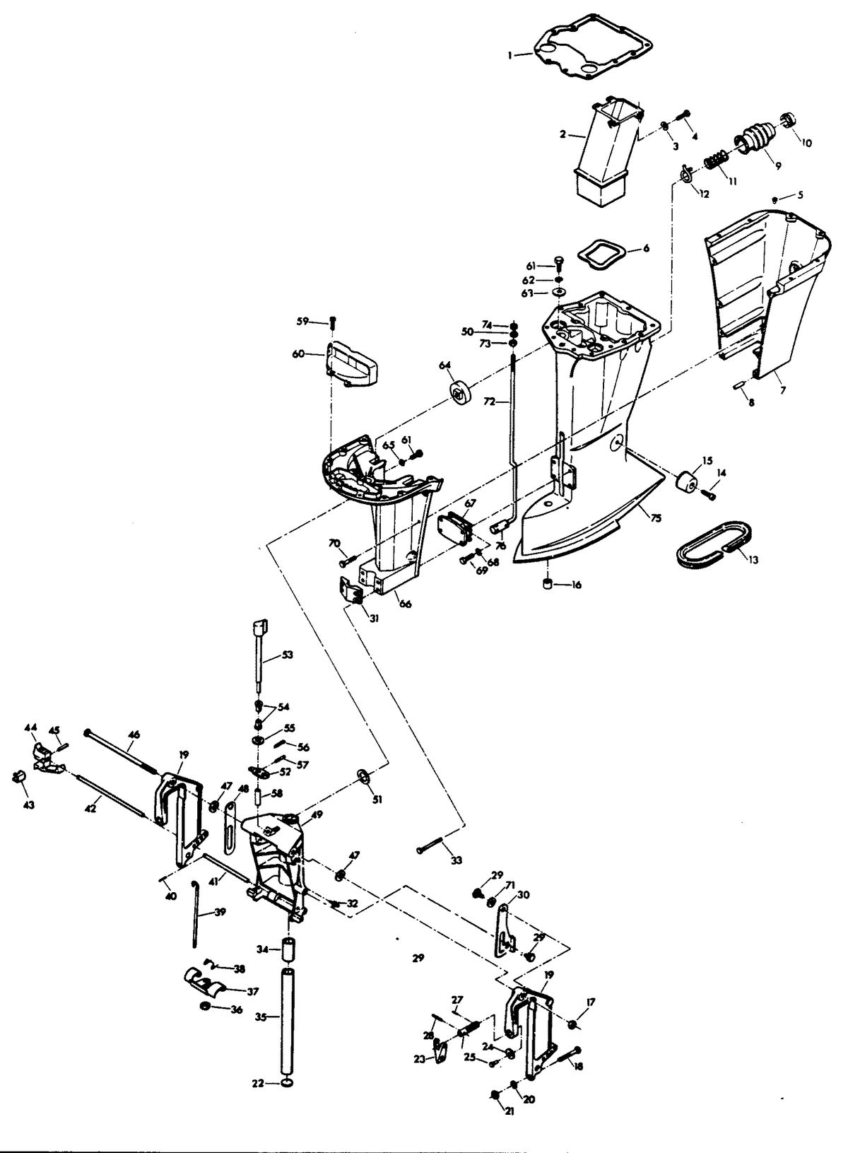 CHRYSLER 75 AND 90 H.P. MOTOR LEG
