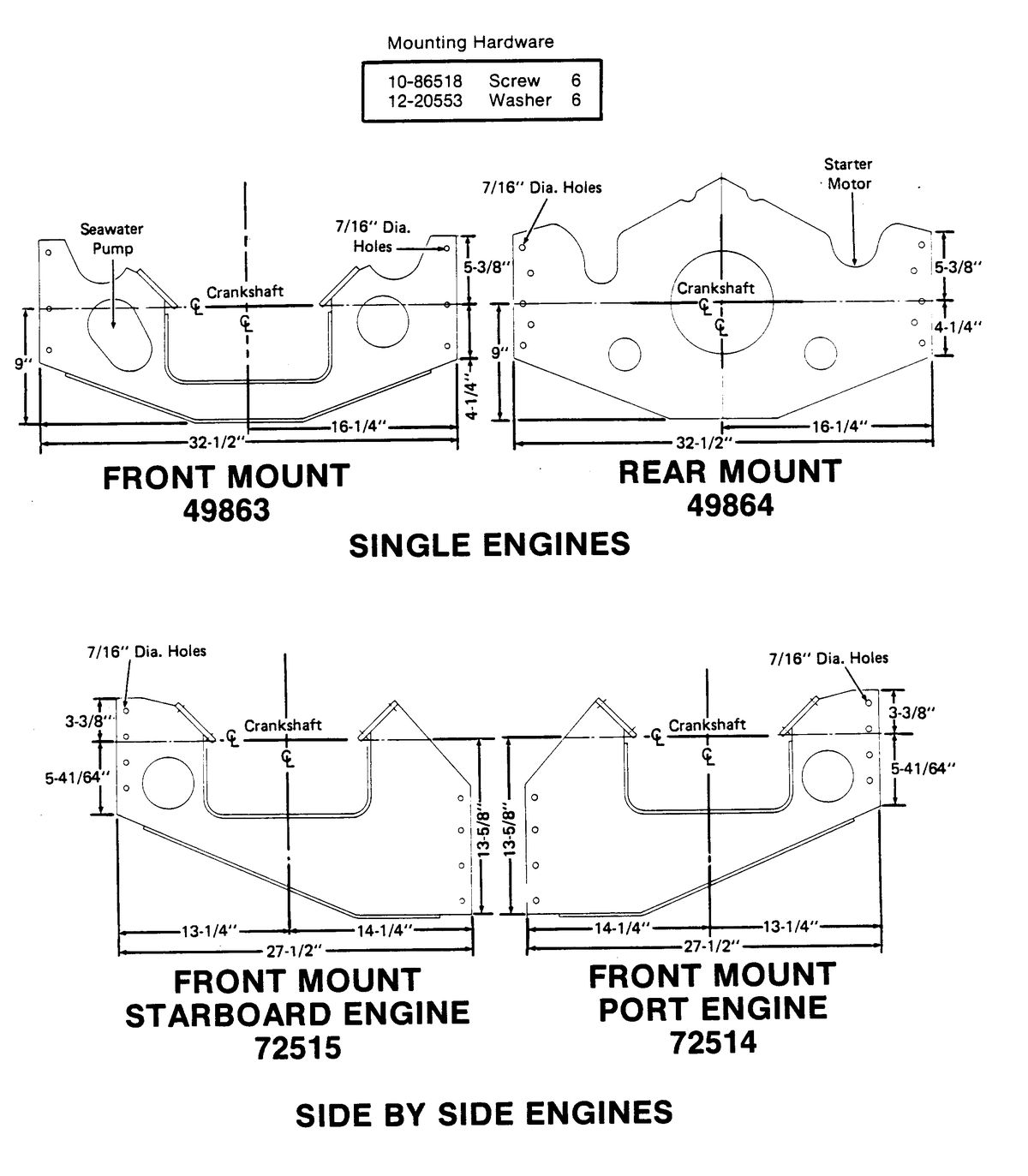 MERCRUISER 300 TEMPEST (MR/TR) ENGINE MOUNTING PLATE (SIDE BY SIDE ENGINES)