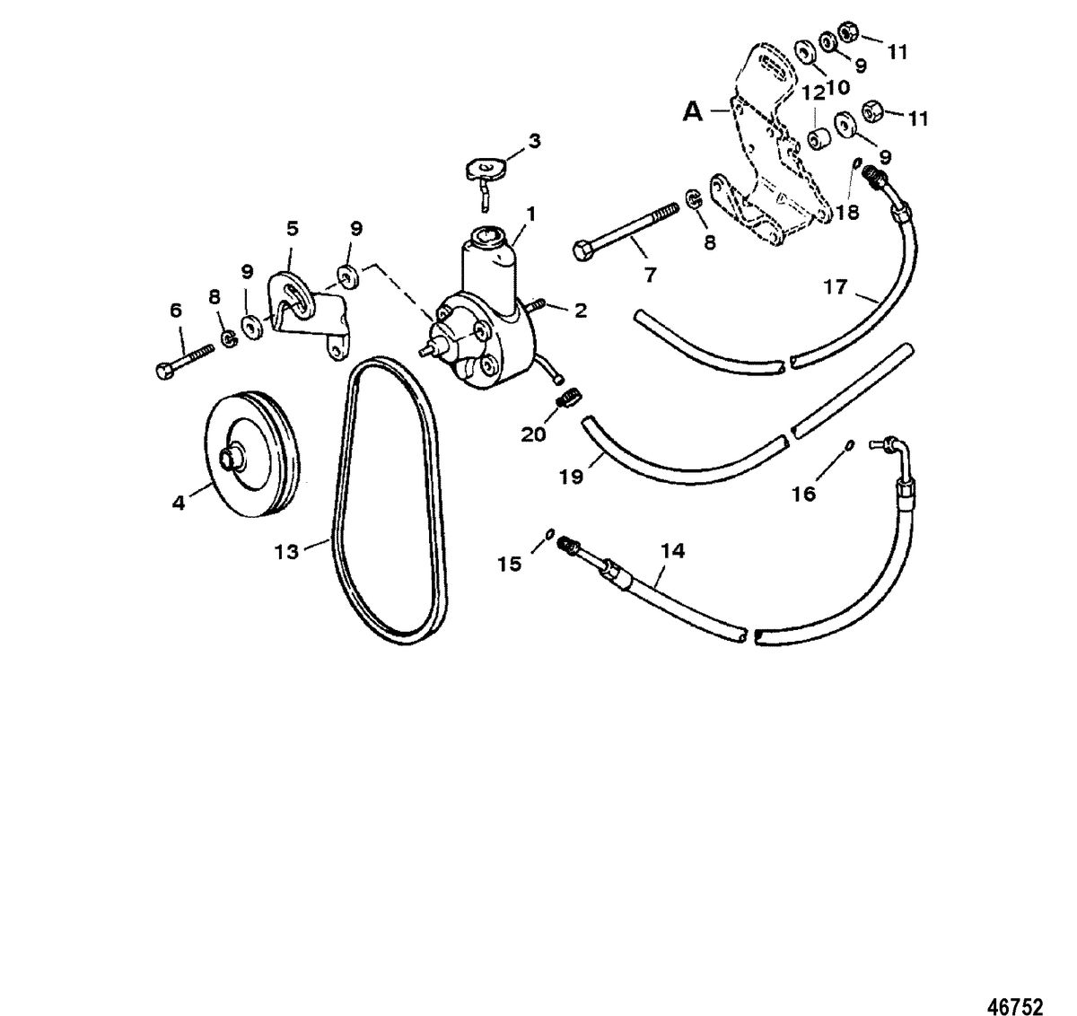 MERCRUISER 350 MAGNUM ALPHA (EFI-TBI) POWER STEERING COMPONENTS