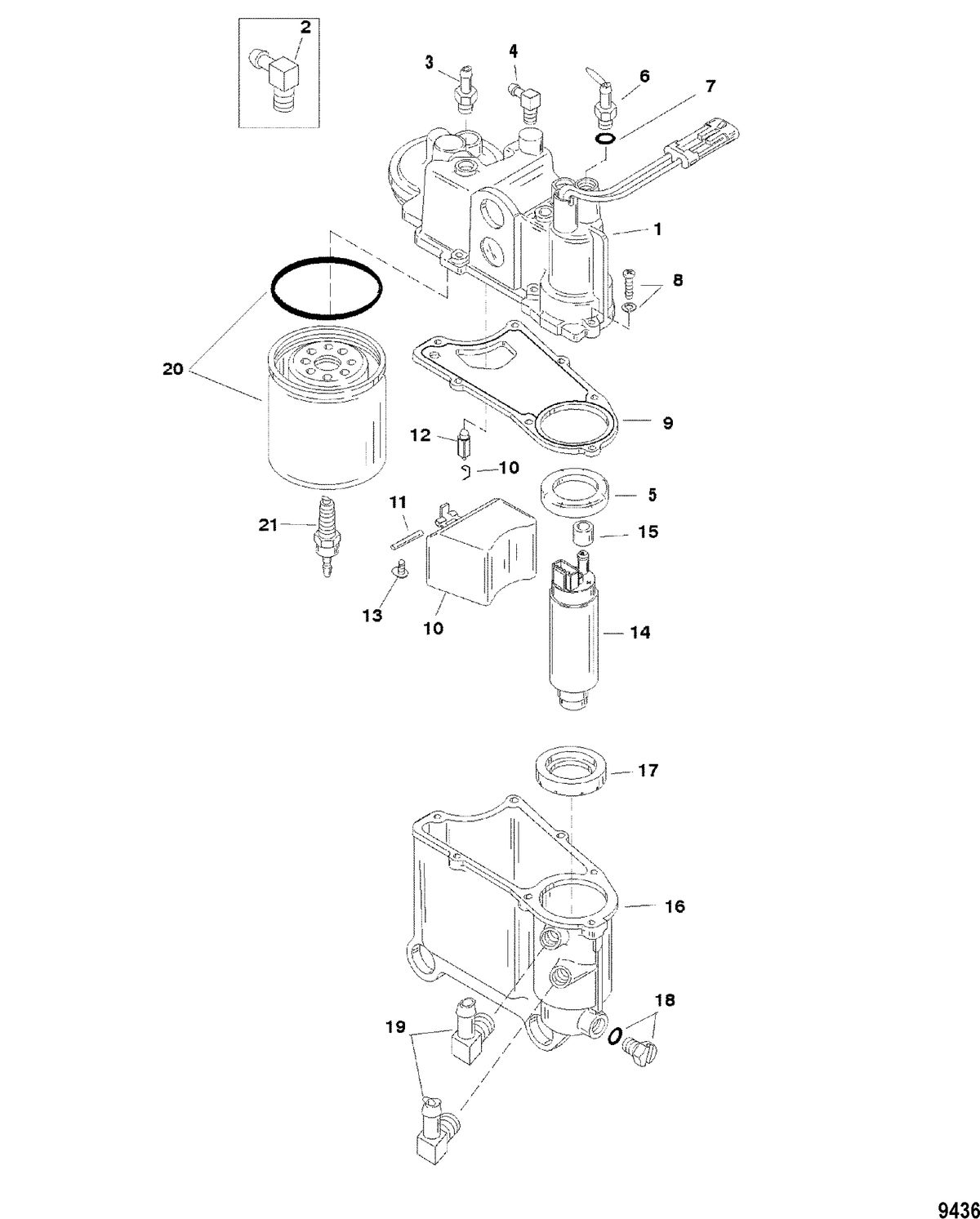 MERCURY/MARINER 135 / 150 DFI (2.5L) Vapor Separator Components