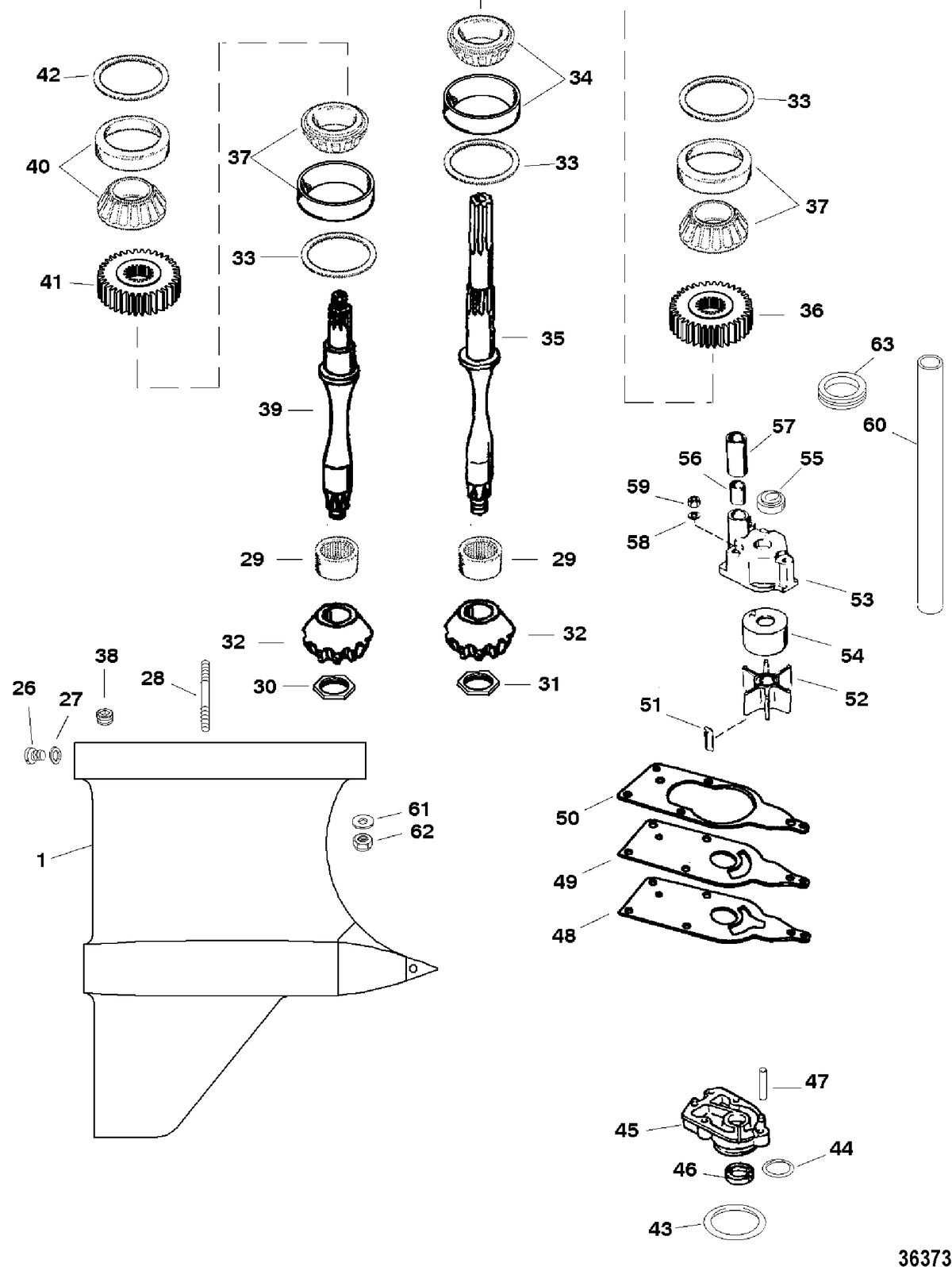 RACE OUTBOARD HI PERF MERC/MAR S3000 GEAR HOUSING(DRIVESHAFT)(IV SSM)