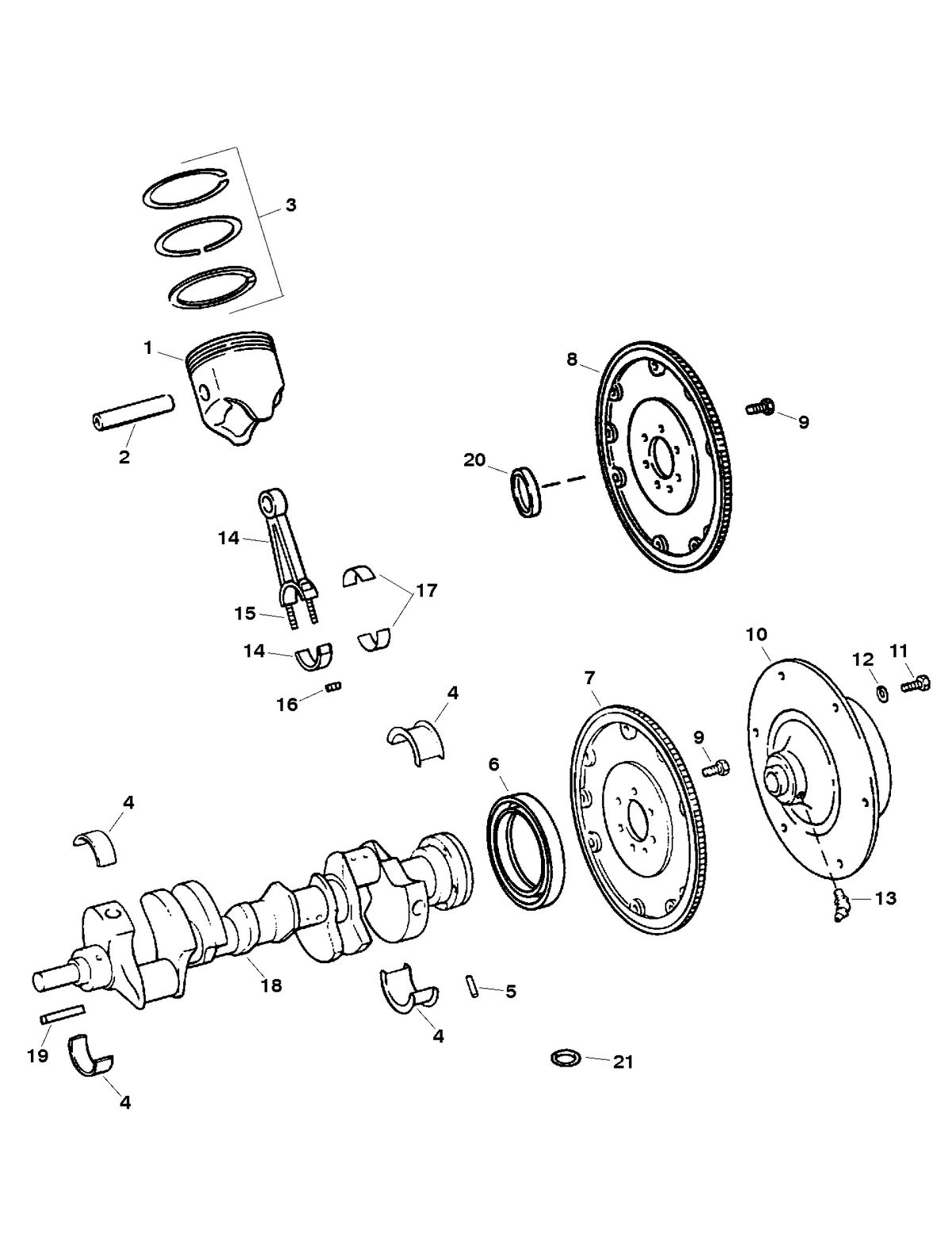 MERCRUISER 500 CARB (502CID) 8.2L ENGINE (GEN VI) CRANKSHAFT, PISTONS AND CONNECTING RODS
