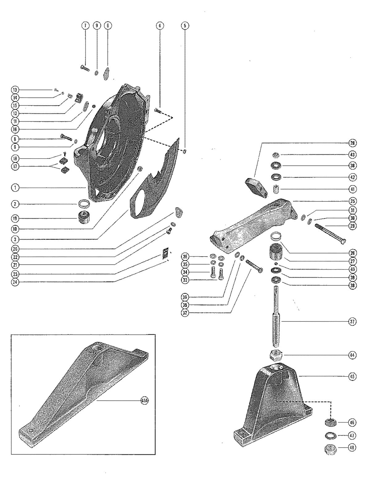MERCRUISER 120 ENGINE FLYWHEEL HOUSING AND ENGINE SUPPORT