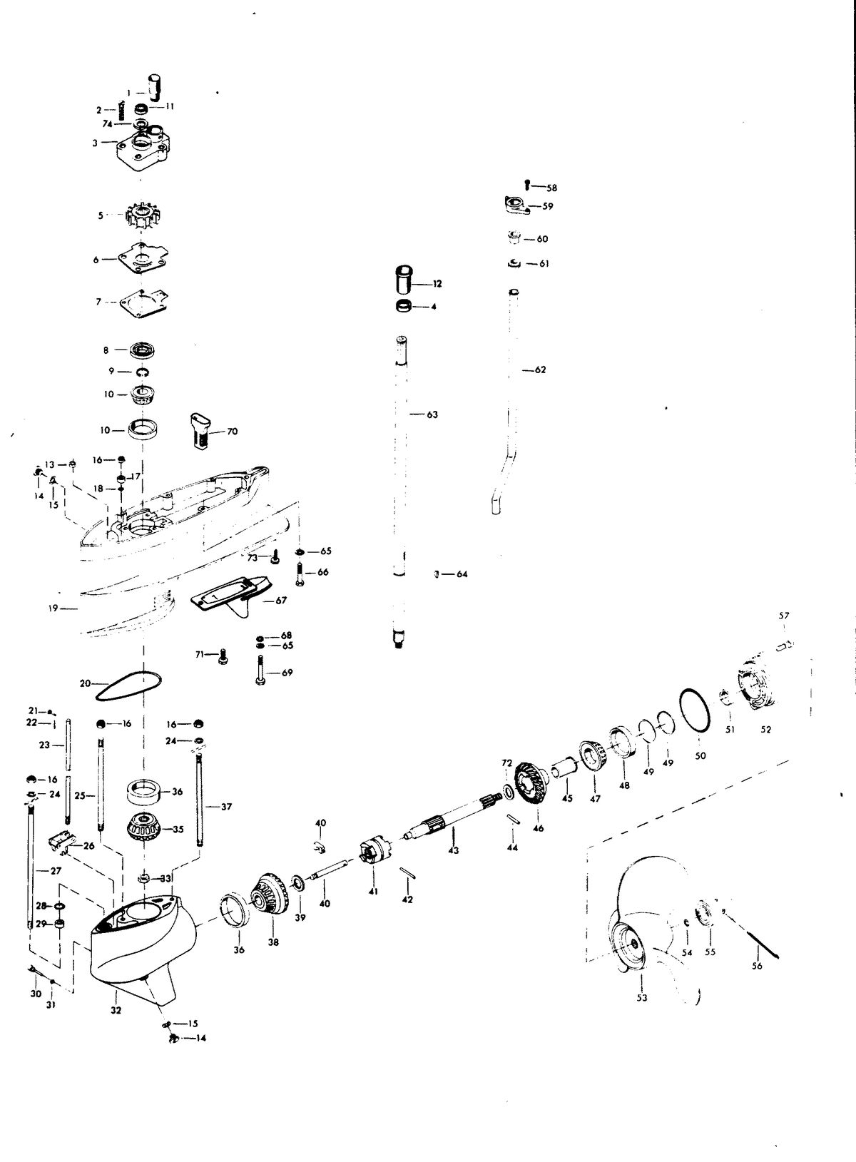 CHRYSLER 75 AND 90 H.P. GEAR HOUSING