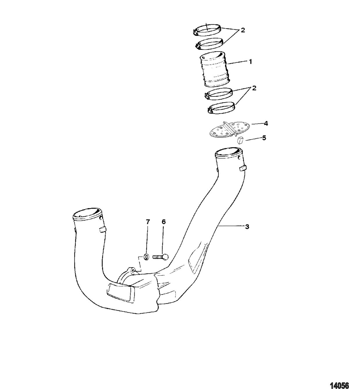 MERCRUISER 4.3L EFI ALPHA/BRAVO (262 C.I.D. GEN+) Exhaust System(Use With 1 Piece Manifold)