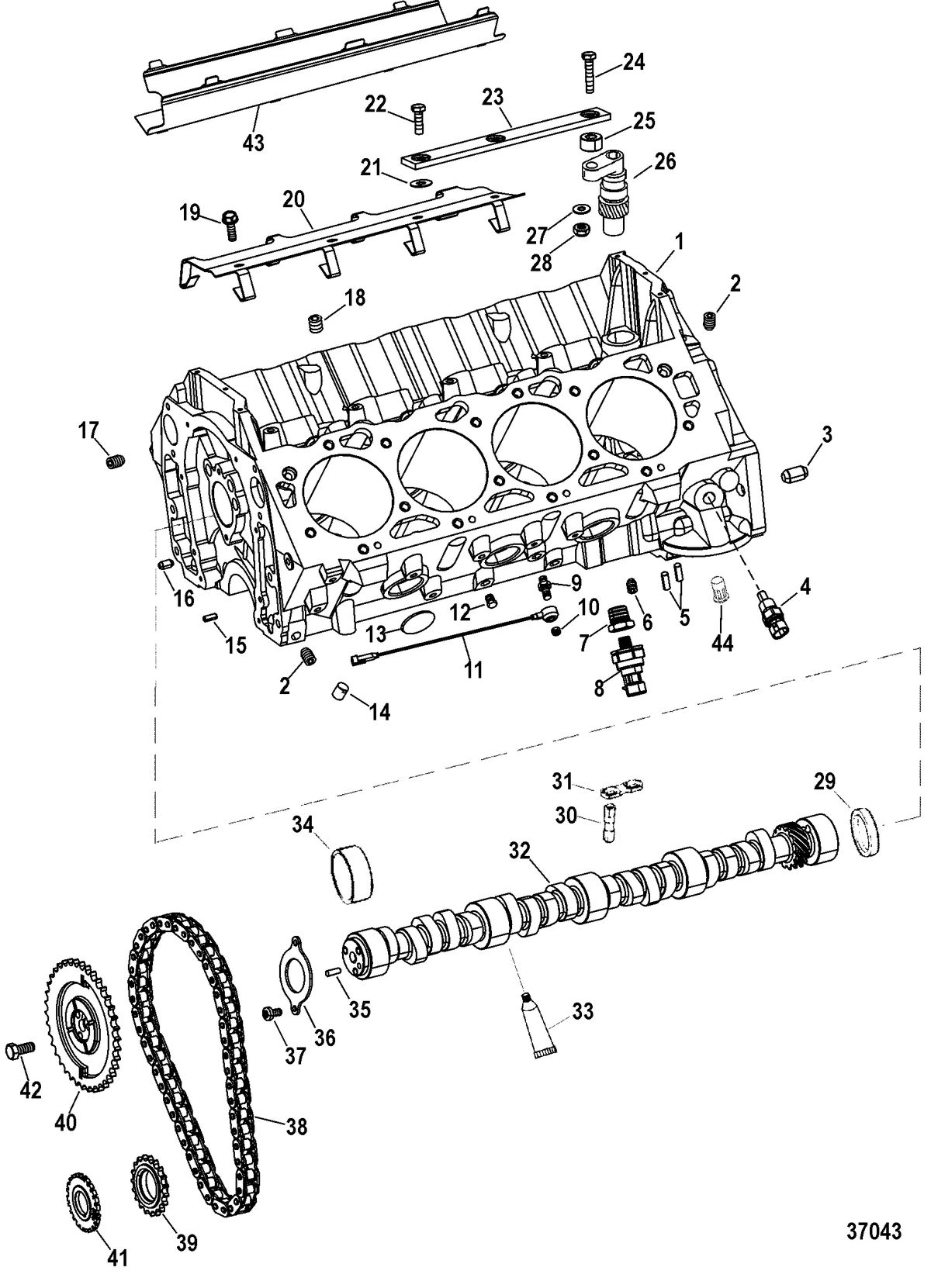 RACE STERNDRIVE 525 EFI Engine Components(Cylinder Block And Camshaft)