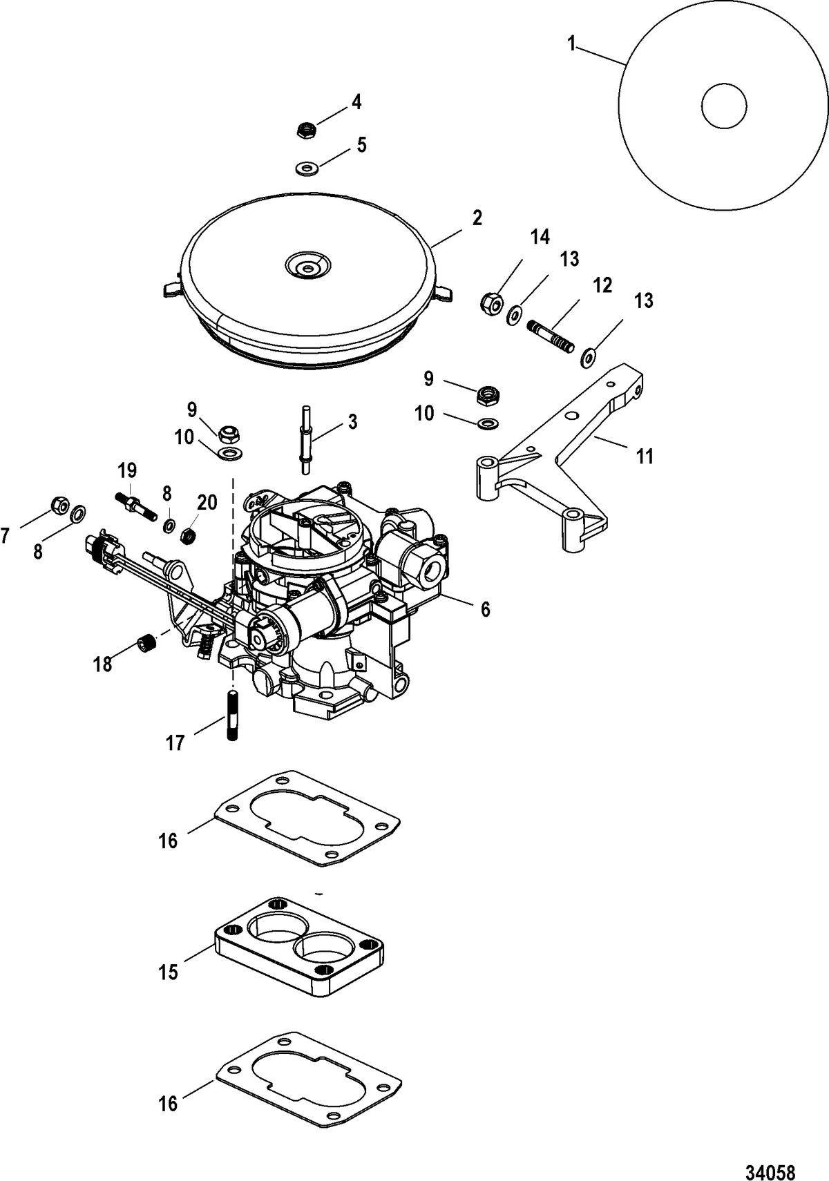 MERCRUISER 5.0L / 5.7L STERNDRIVE Carburetor and Throttle Linkage
