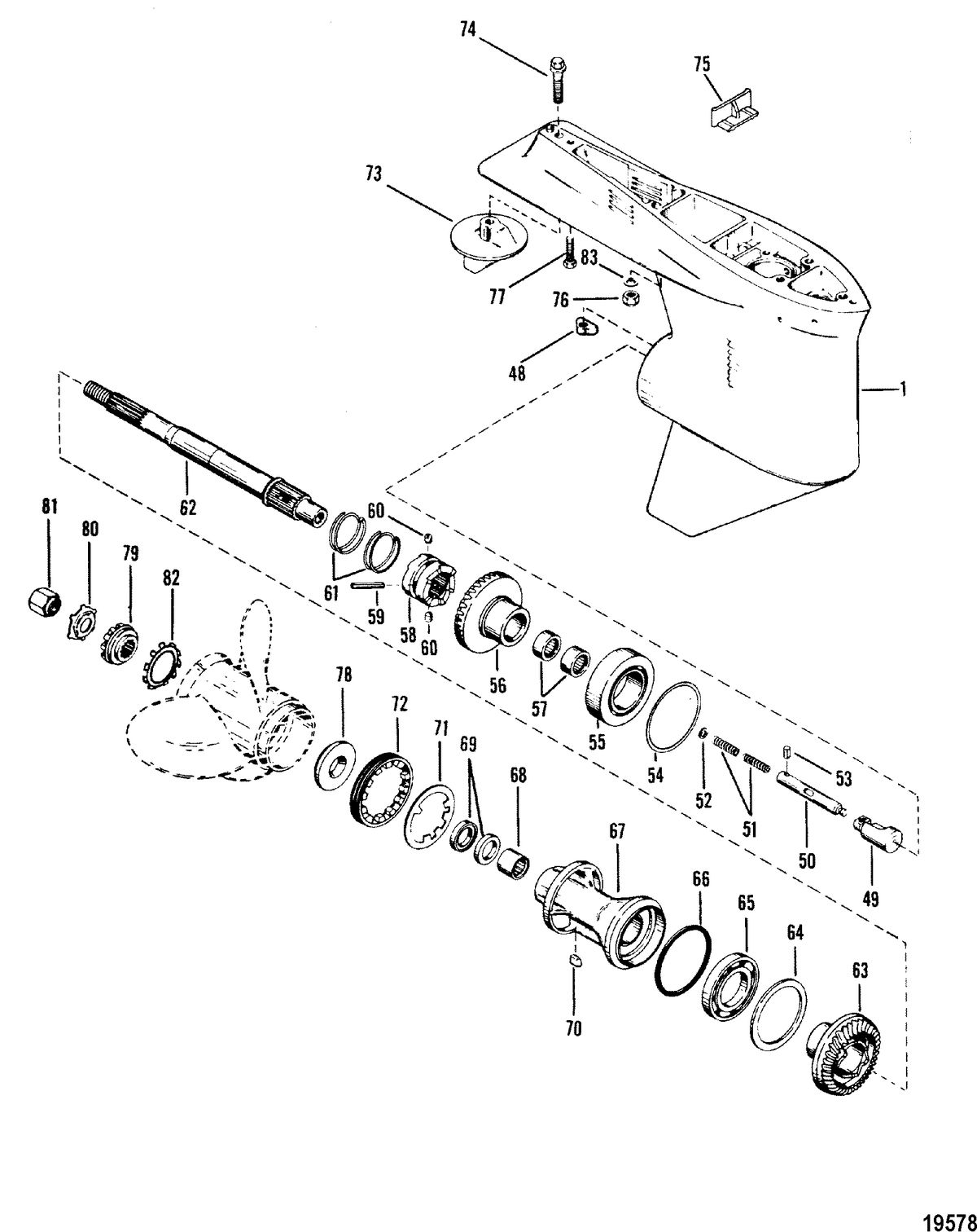 MERCURY/MARINER 135 HP/ 150 HP (V-6) Gear Housing(Propeller Shaft) (Standard Rotation)
