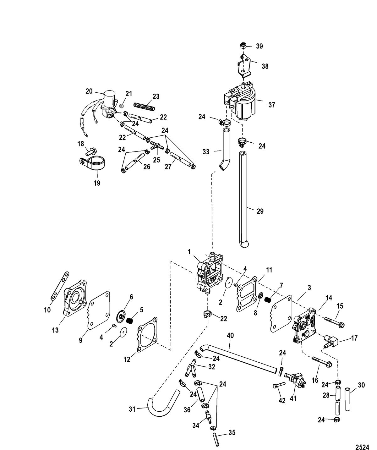 MERCURY/MARINER 30/40 (2 CYLINDER) 2-STROKE Fuel Pump(Electric)(Design II)