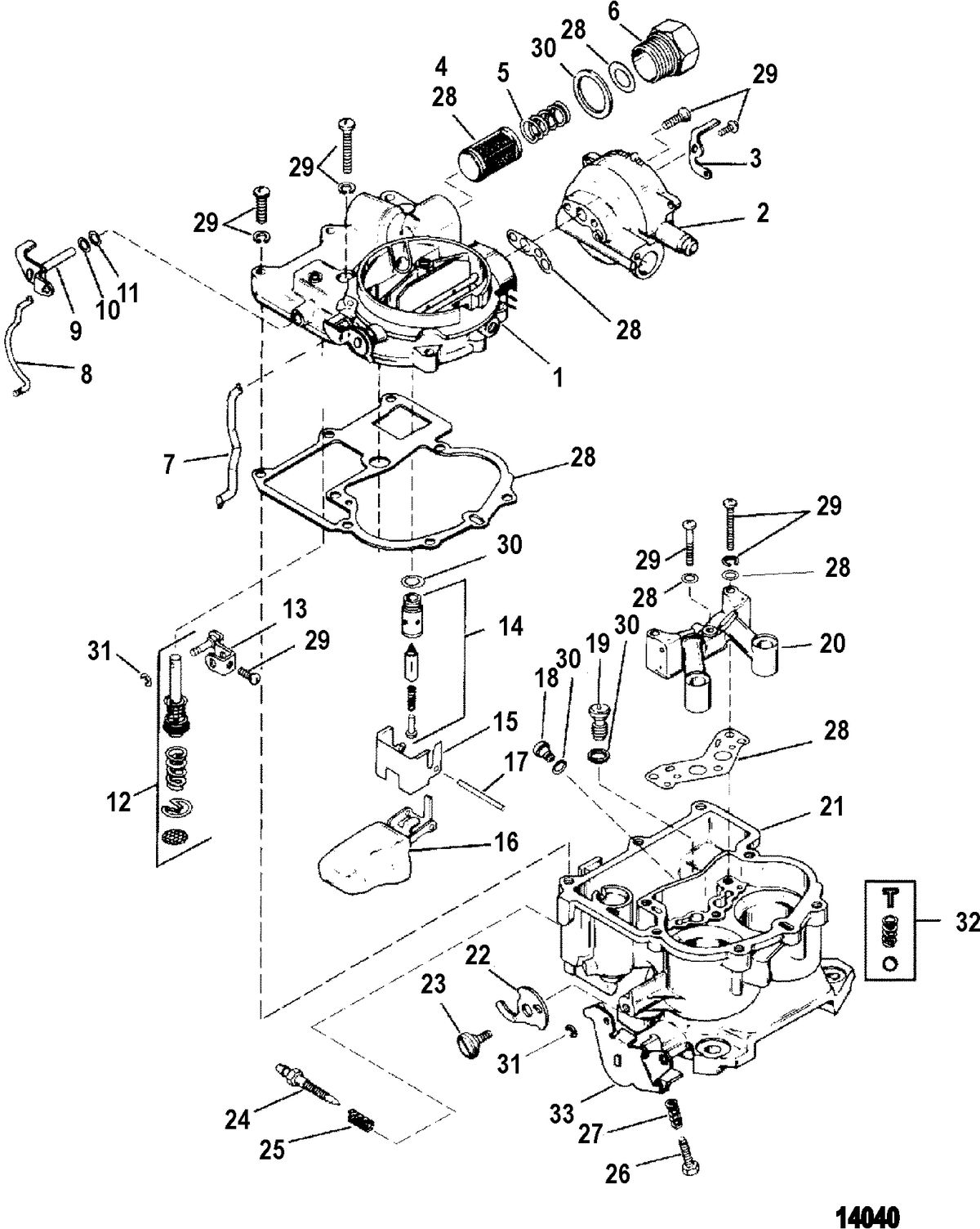 MERCRUISER 4.3L/LX ALPHA/BRAVO (GEN II) CARBURETOR(MERCARB - 2 BARREL)