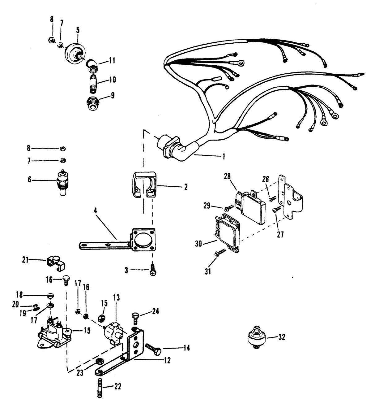 MERCRUISER 454 MAG BRAVO (GEN V) WIRING HARNESS AND ELECTRICAL COMPONENTS