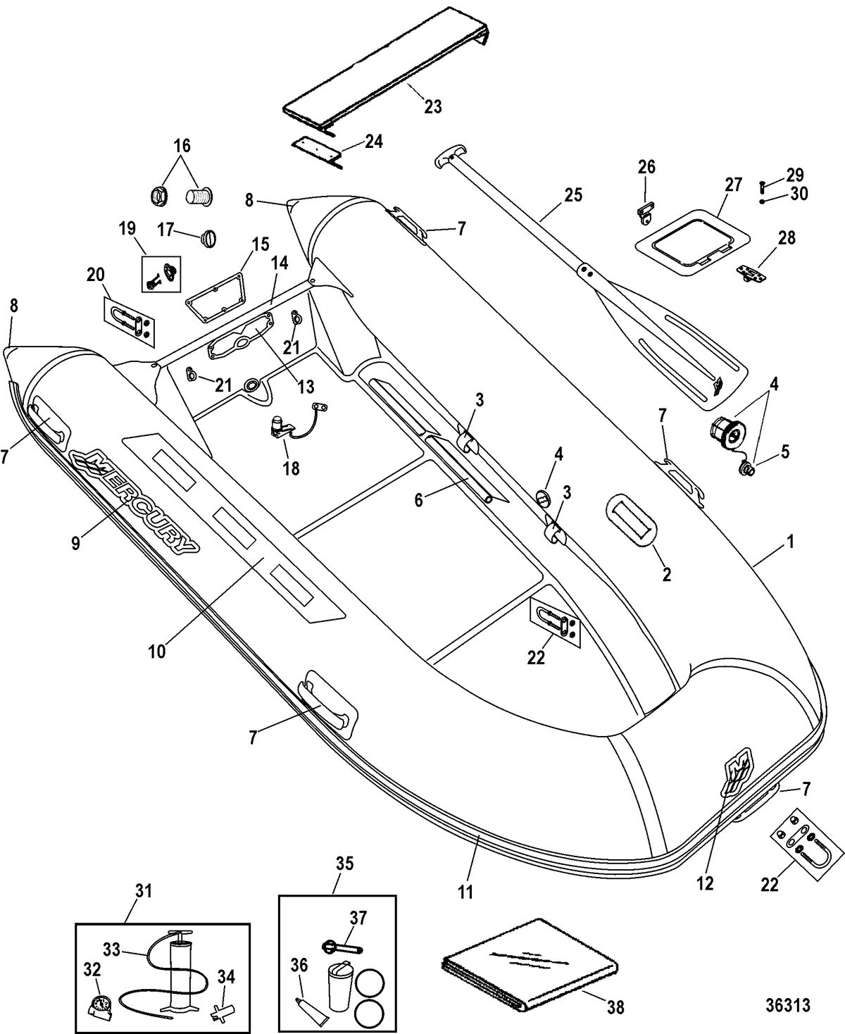 INFLATABLES OCEANRUNNER HYPALON RIB Mercury RIB OceanRunner (330/350 Models)(2007-2009)